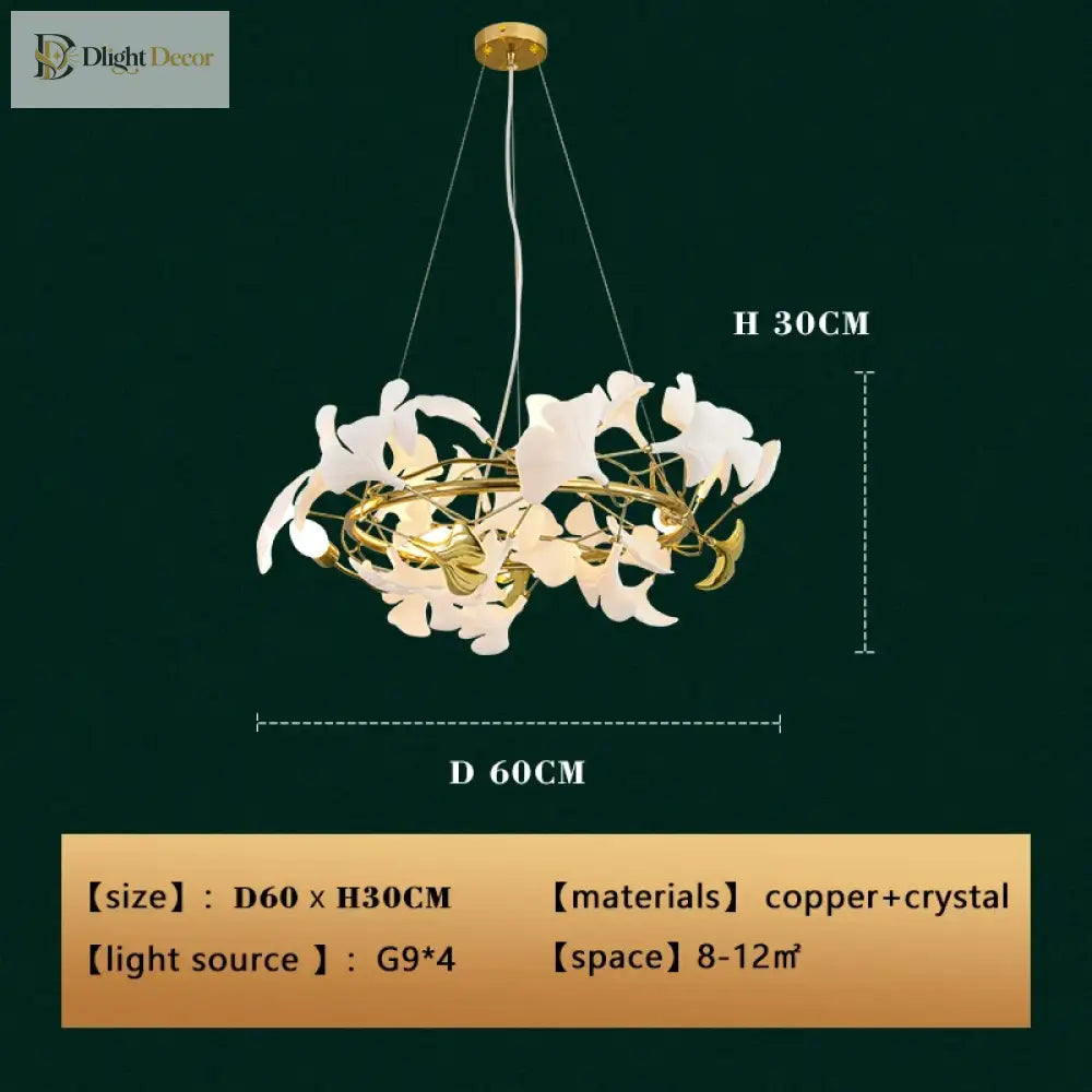 Ceramic Gold White Chandelier | Living Room Home Lighting