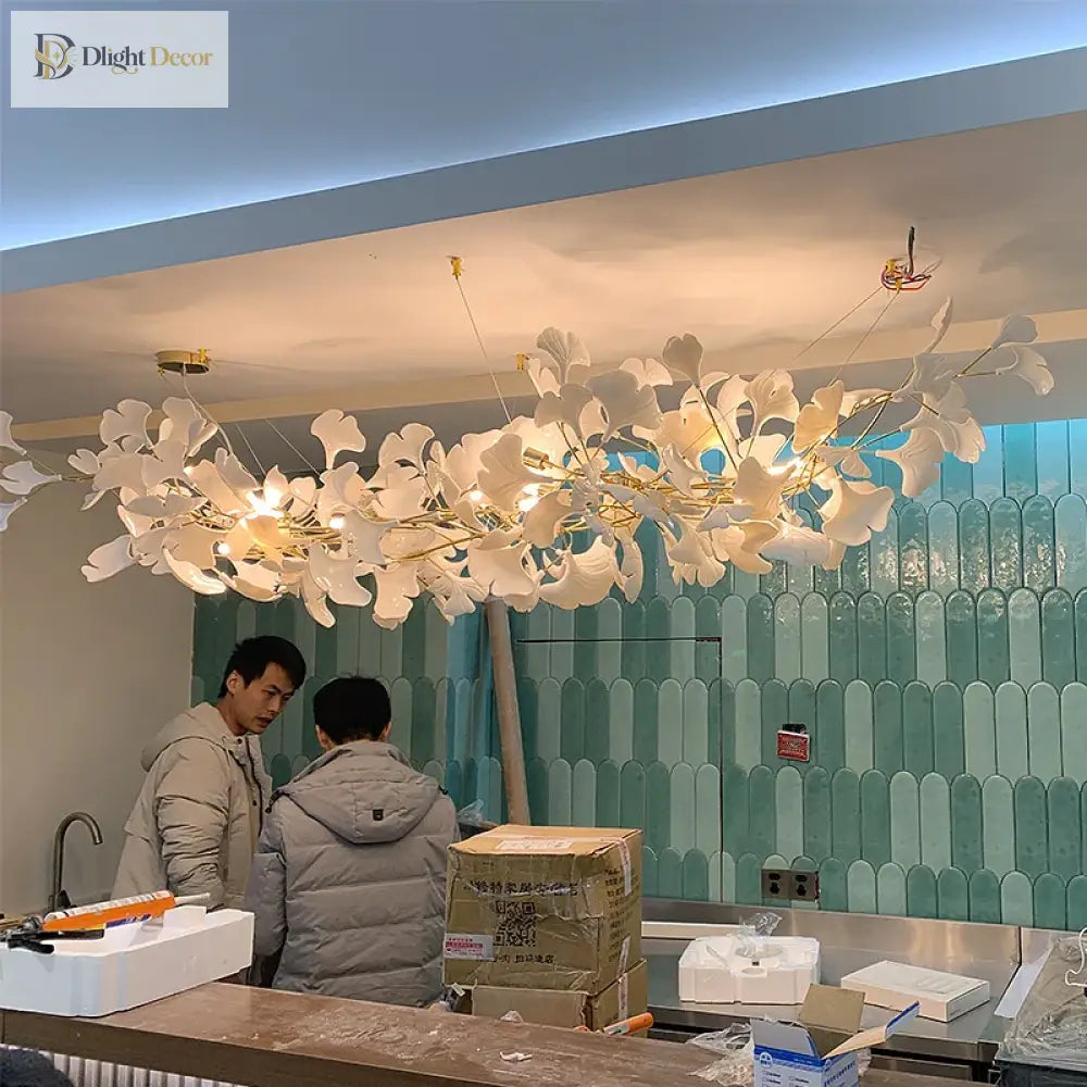 Ceramic Gold White Chandelier | Living Room Home Lighting