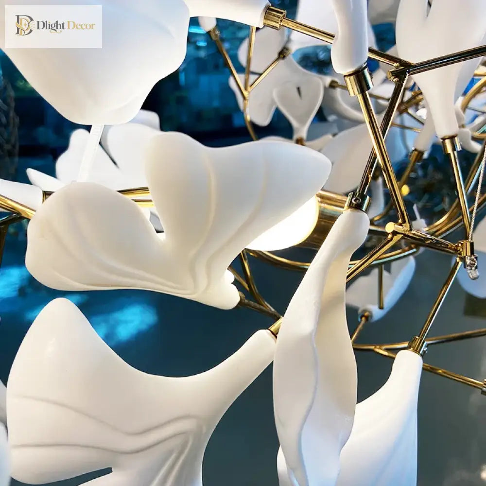 Ceramic Gold White Chandelier | Living Room Home Lighting