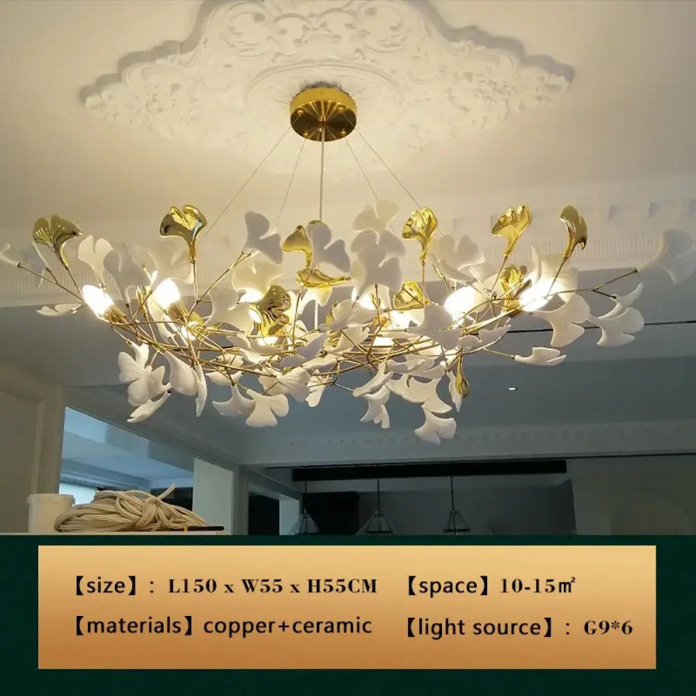 Ceramic Gold White Chandelier | Living Room Home Lighting