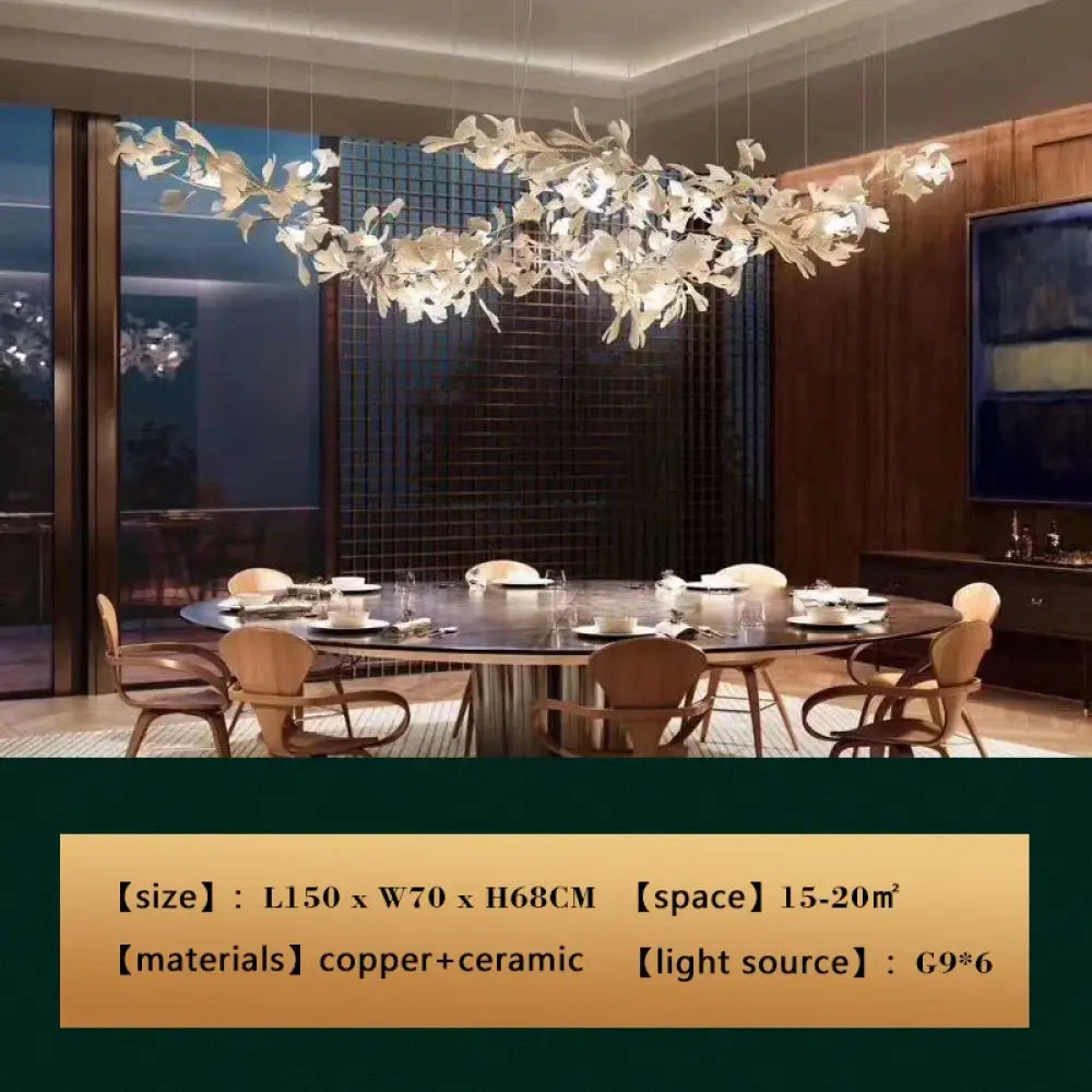 Ceramic Gold White Chandelier | Living Room Home Lighting