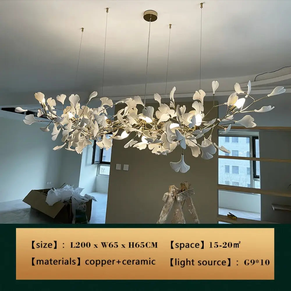 Ceramic Gold White Chandelier | Living Room Home Lighting