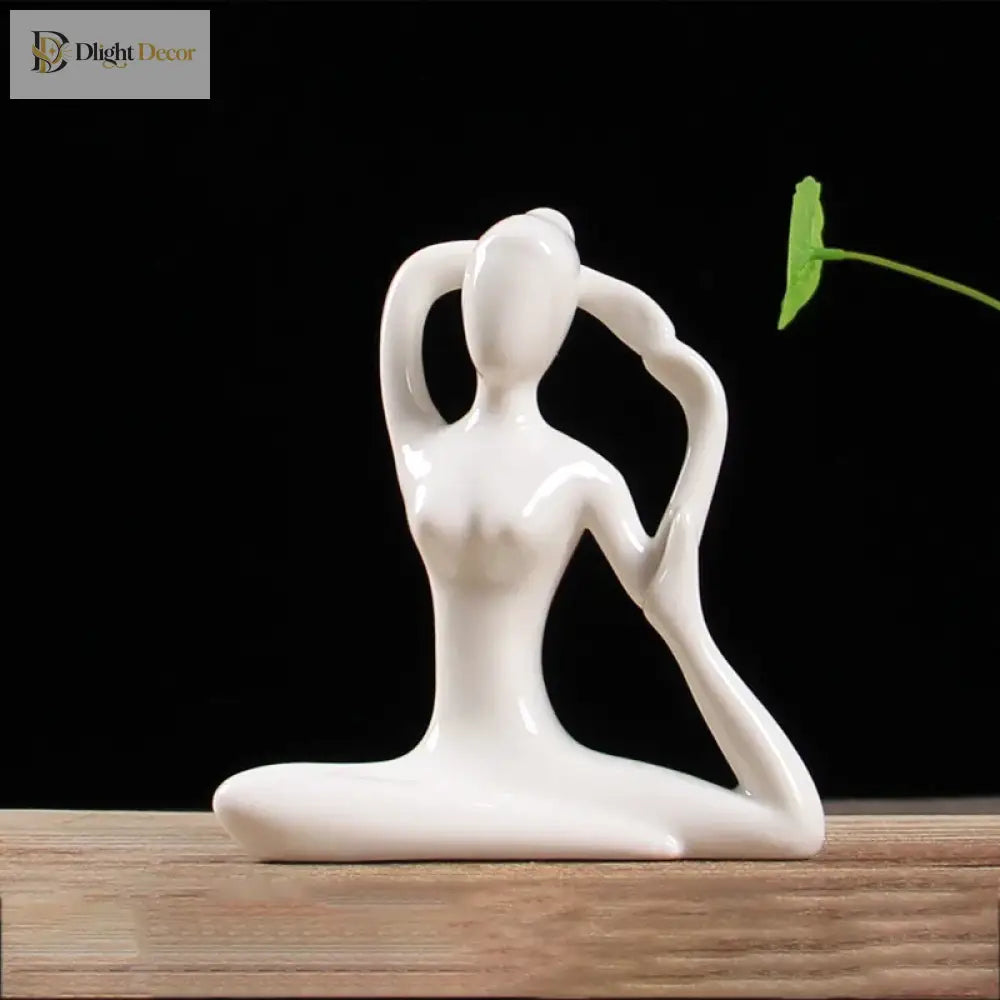 Ceramic Yoga Pose Figurine – Abstract Lady Sculpture in 12 Styles for Home & Studio Decor