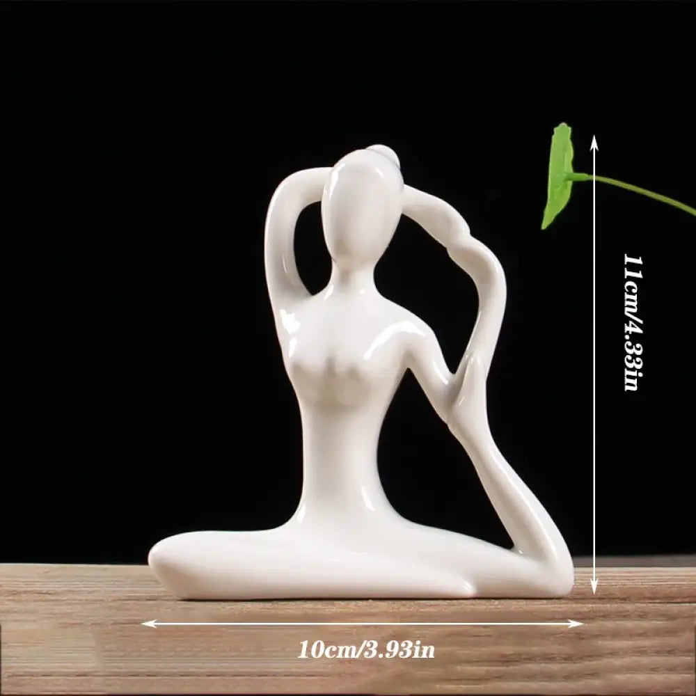 Ceramic Yoga Pose Figurine – Abstract Lady Sculpture in 12 Styles for Home & Studio Decor