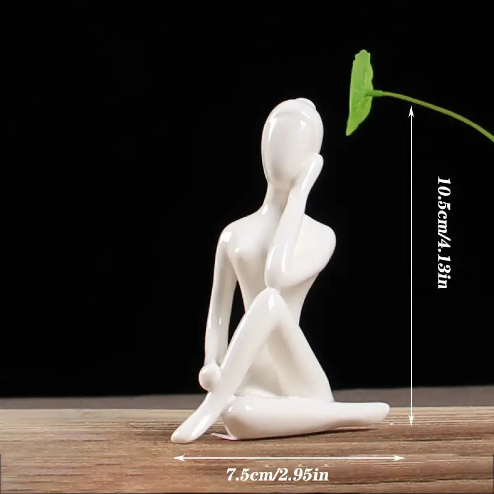 Ceramic Yoga Pose Figurine – Abstract Lady Sculpture in 12 Styles for Home & Studio Decor