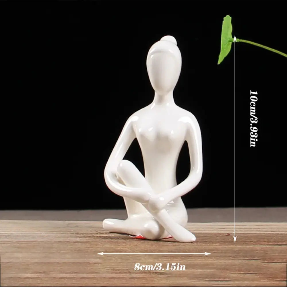 Ceramic Yoga Pose Figurine – Abstract Lady Sculpture in 12 Styles for Home & Studio Decor