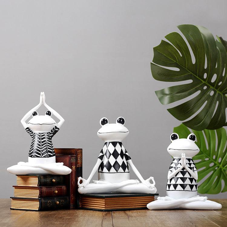 Yoga Frog Figurines Meditation Animal Ornaments Resin Statue Living Room Bedroom Interior Decor Office Home Decoration - PRHOMZ