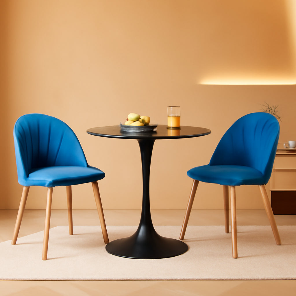 32 Inch Round Dining Table With Faux Marble Top Modern