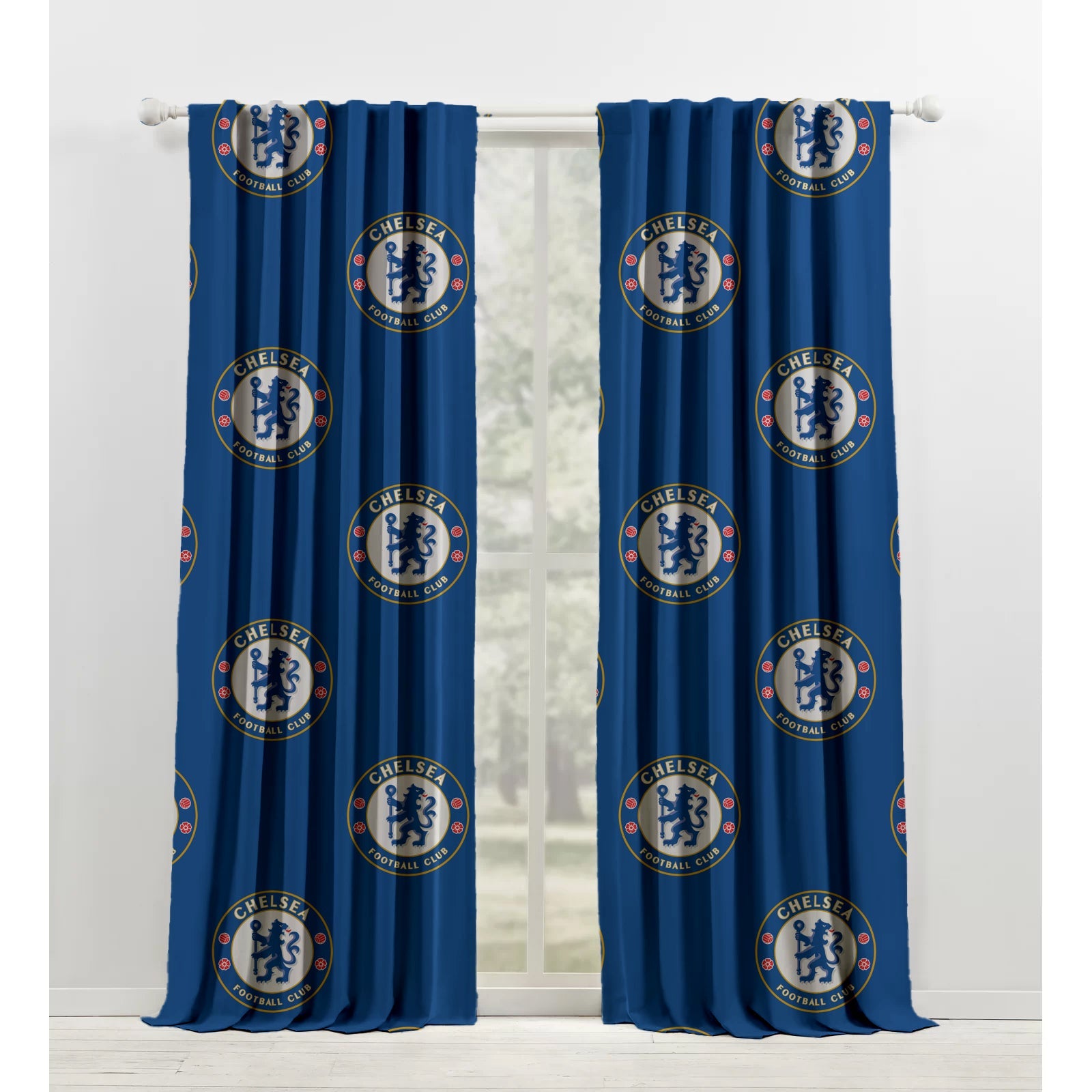 Chelsea FC Curtains | Blackout/Dimout | Eyelets/Tabs/Pockets/Hooks | 91-457cm (36-180") | Custom Sizes-1