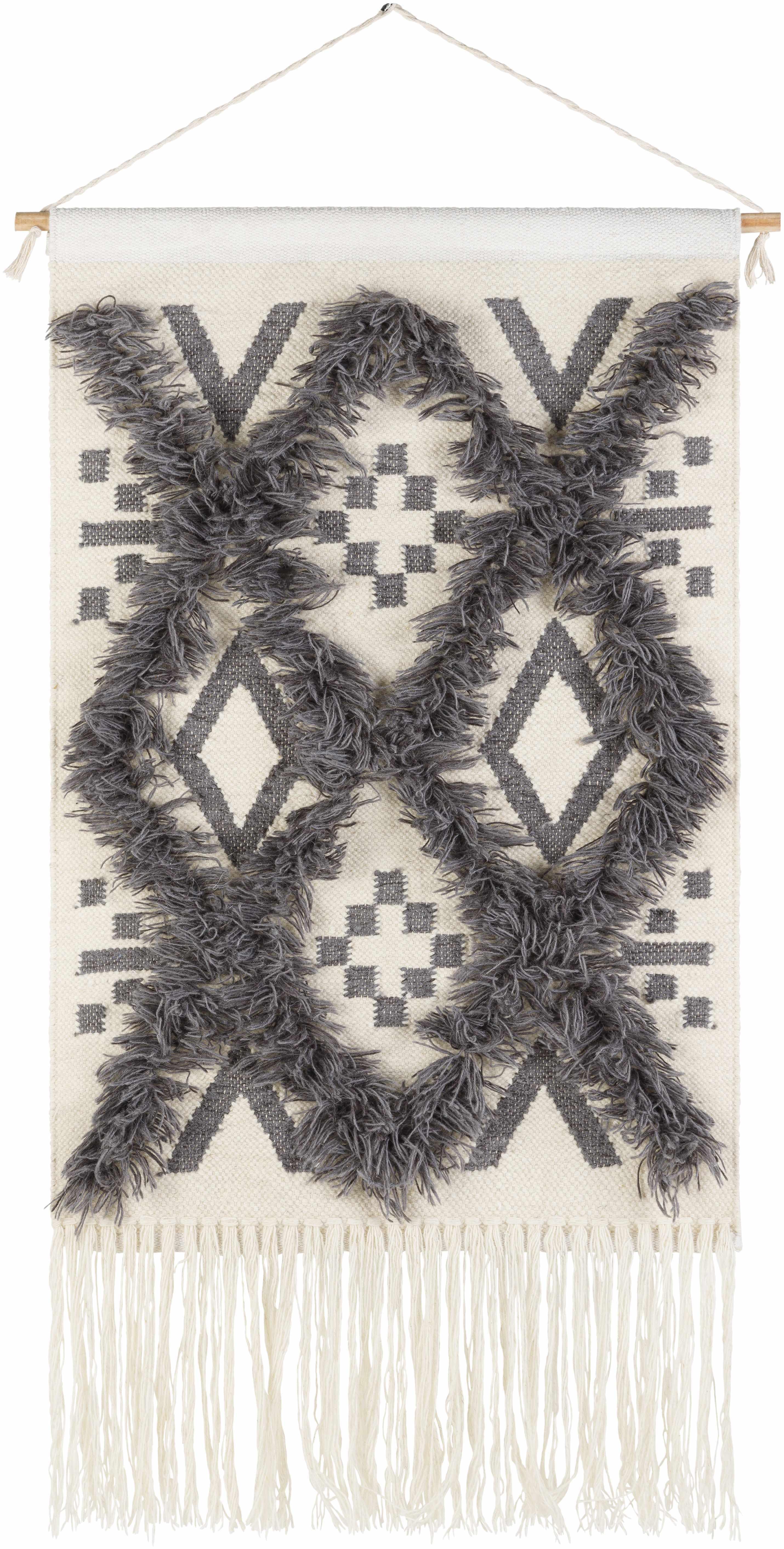Chapelton Gray Geometric Textured Wall Hanging - PRHOMZ