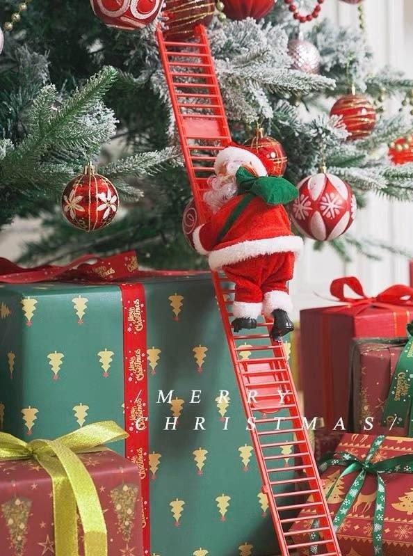 Christmas Electric Santa Decor, Santa Climbing Ropes & Ladder Toy Ornament - PRHOMZ