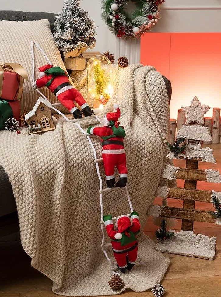 Christmas Electric Santa Decor, Santa Climbing Ropes & Ladder Toy Ornament - PRHOMZ