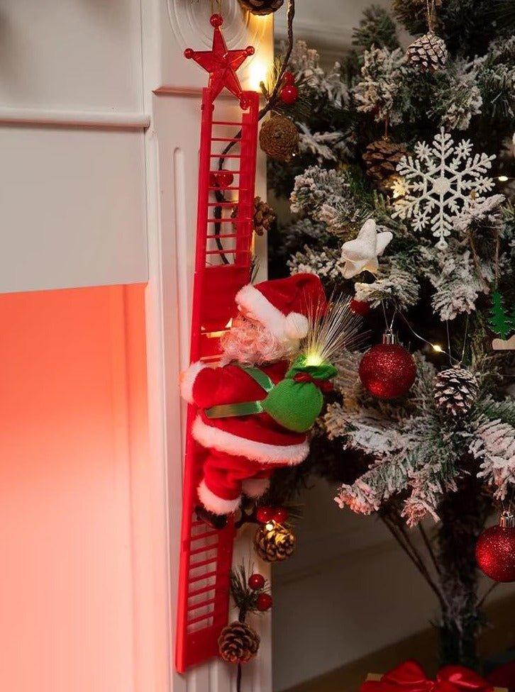 Christmas Electric Santa Decor, Santa Climbing Ropes & Ladder Toy Ornament - PRHOMZ