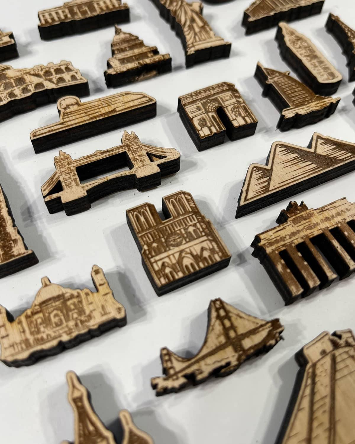 City symbols for the wooden World Map - PRHOMZ