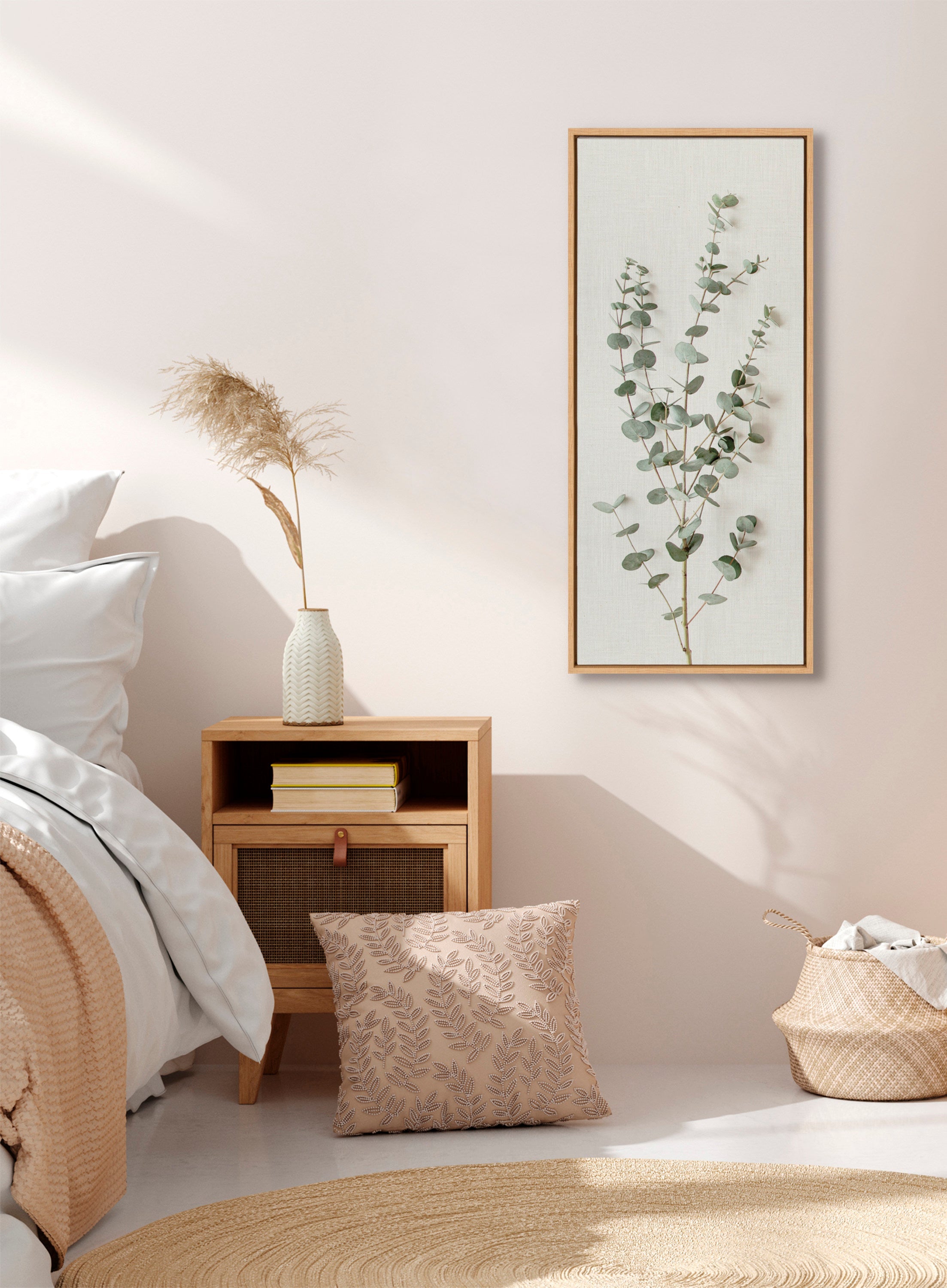 Sylvie Eucalyptus Botanical I Framed Canvas by The Creative Bunch Studio