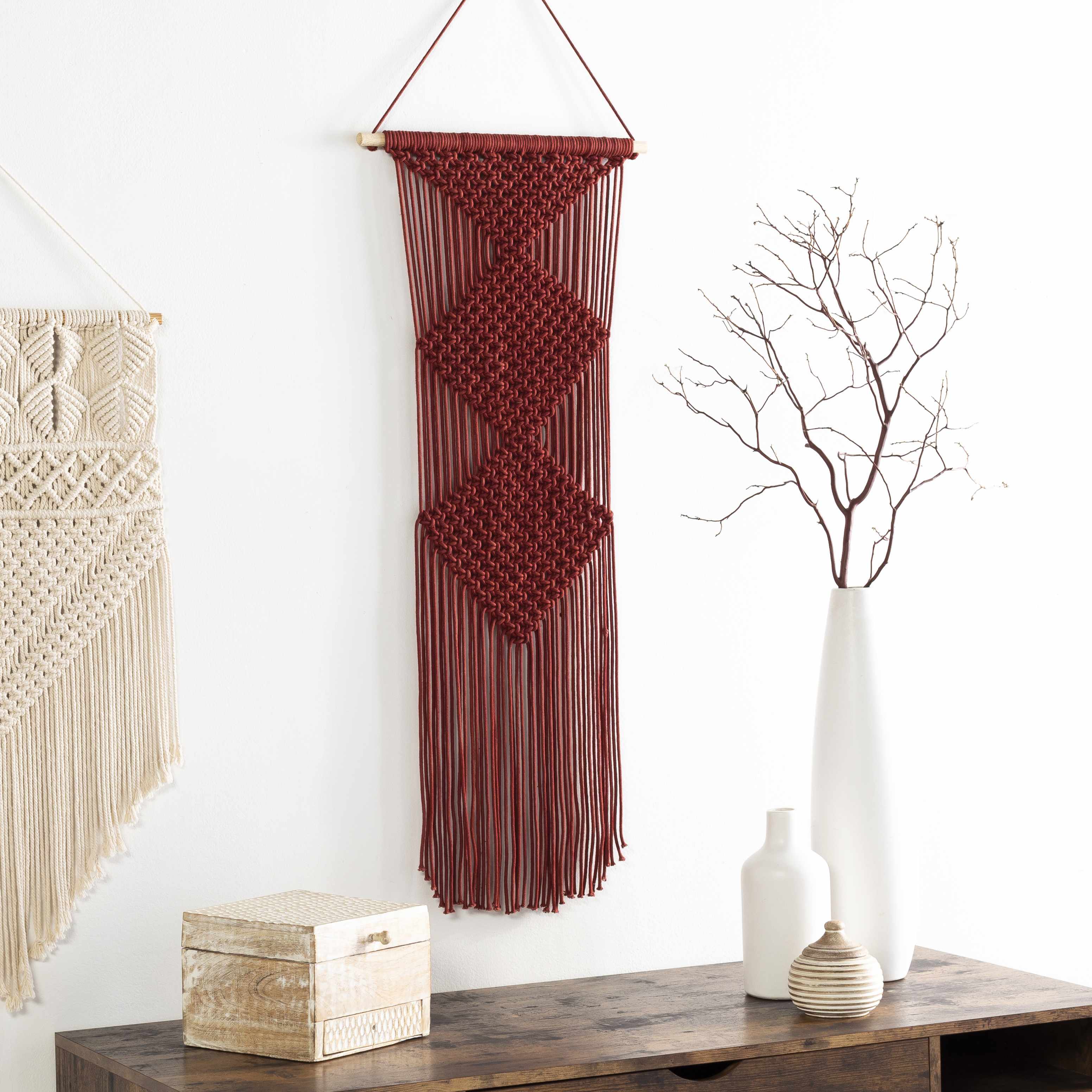 Columbio Rust Macramé Wall Hanging Decor-1