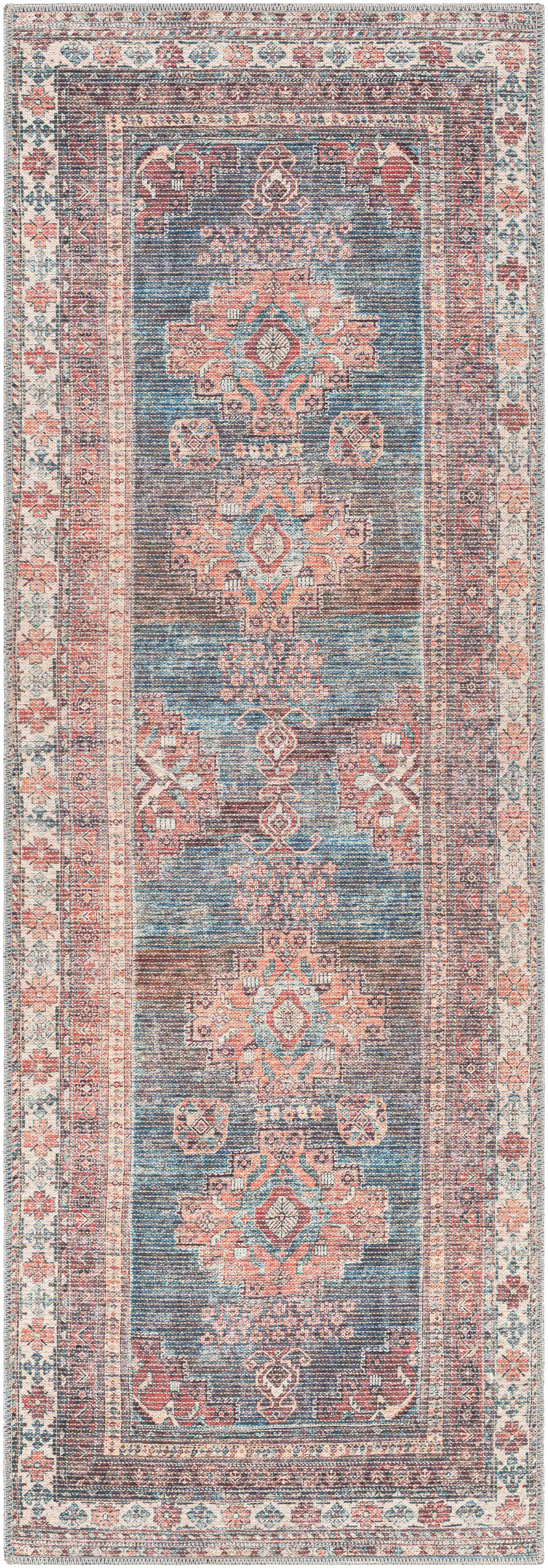 Baltinglass Rust & Blue Washable Area Rug