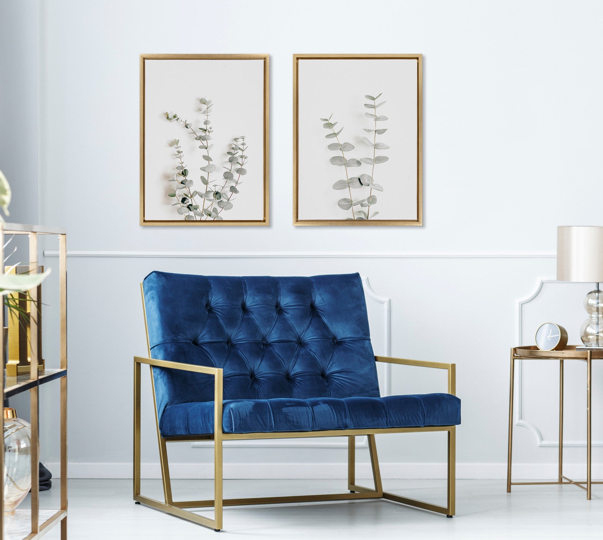 Sylvie Neutral Botanical Print No 3 and 4 Framed Canvas by The Creative Bunch Studio