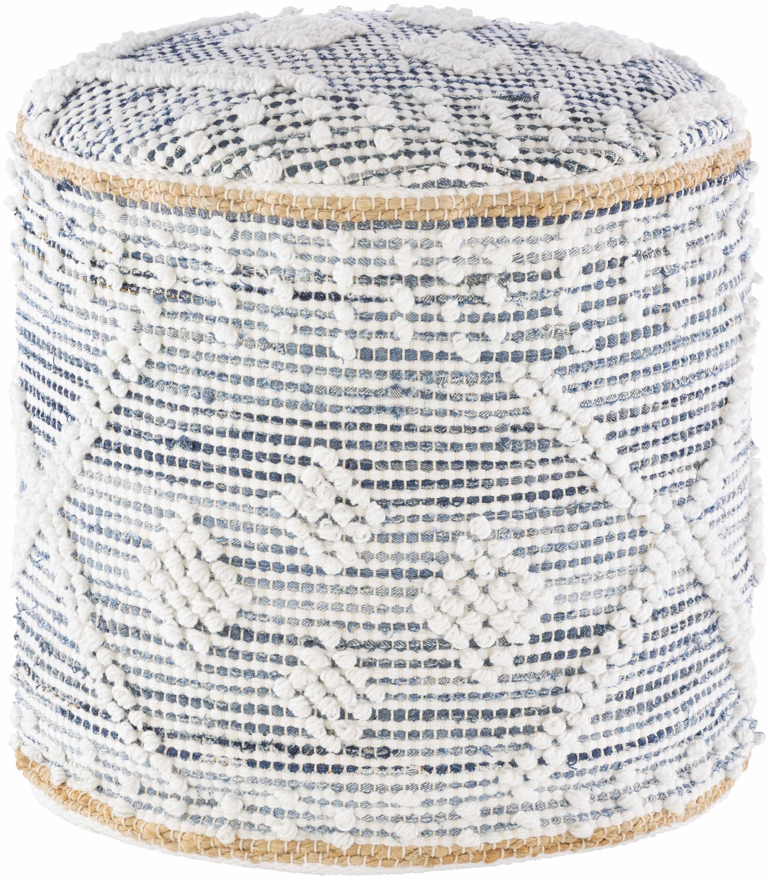 Coombabah Blue and White Cylinder Pouf-0