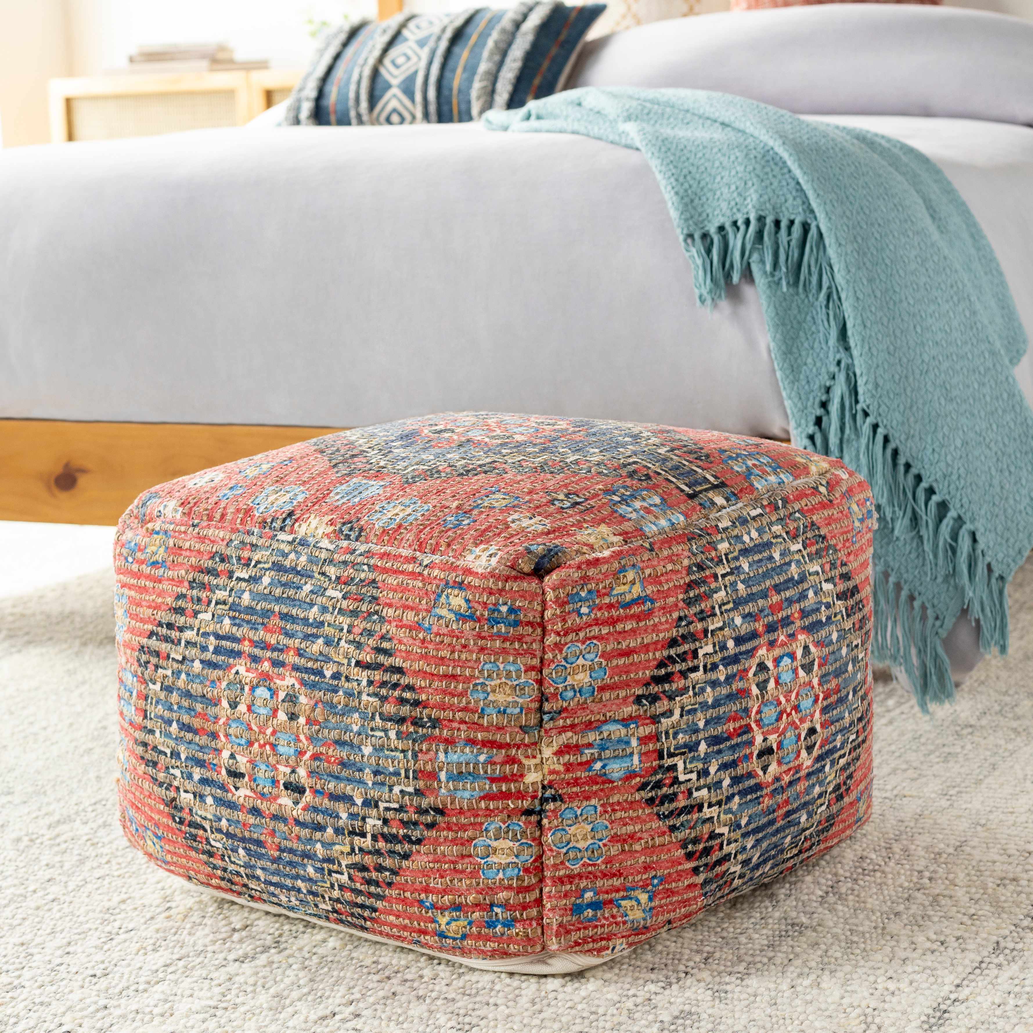 Copeland Woven Jute and Cotton Pouf-0