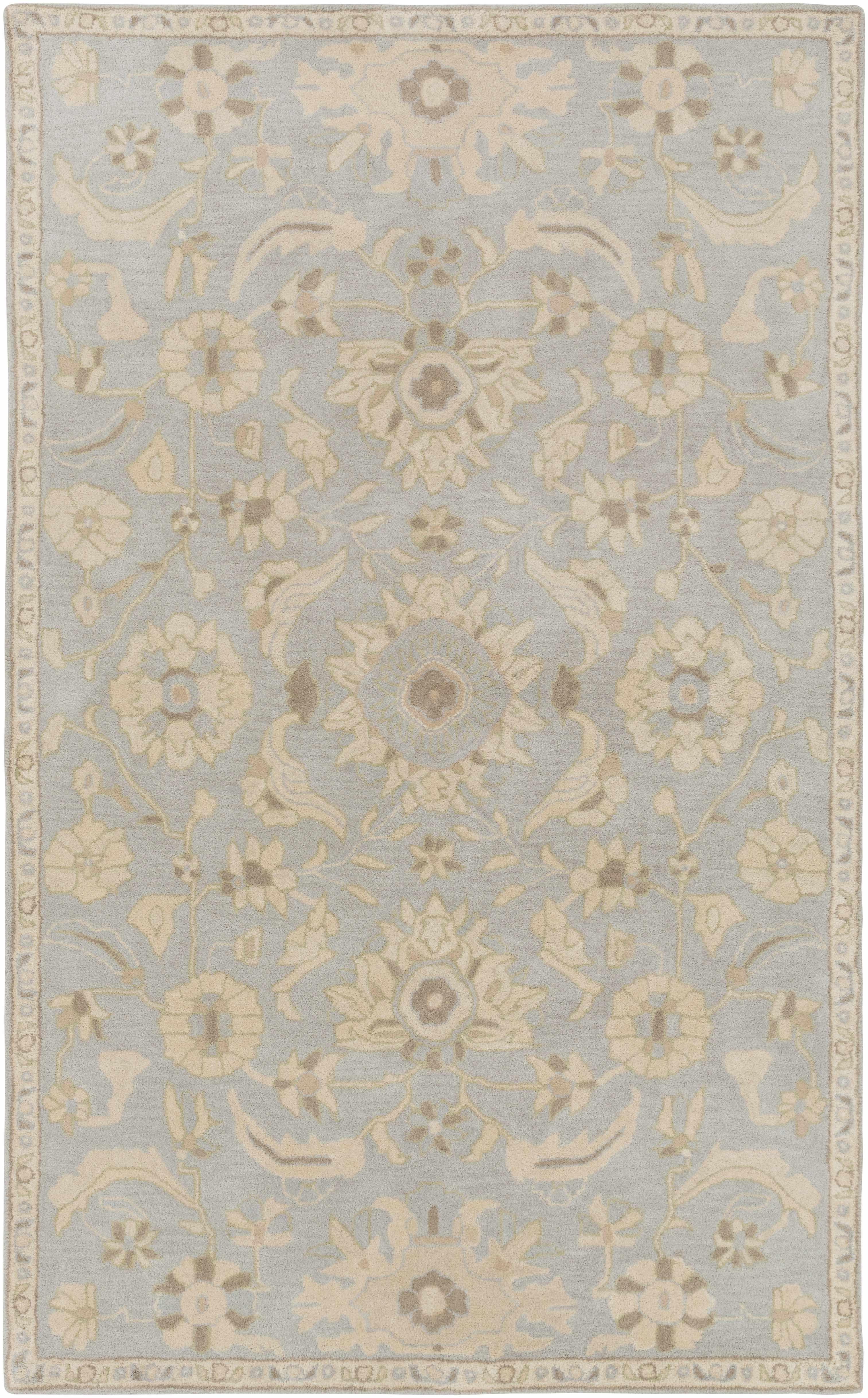 Copen Beige Floral Wool Rug - PRHOMZ