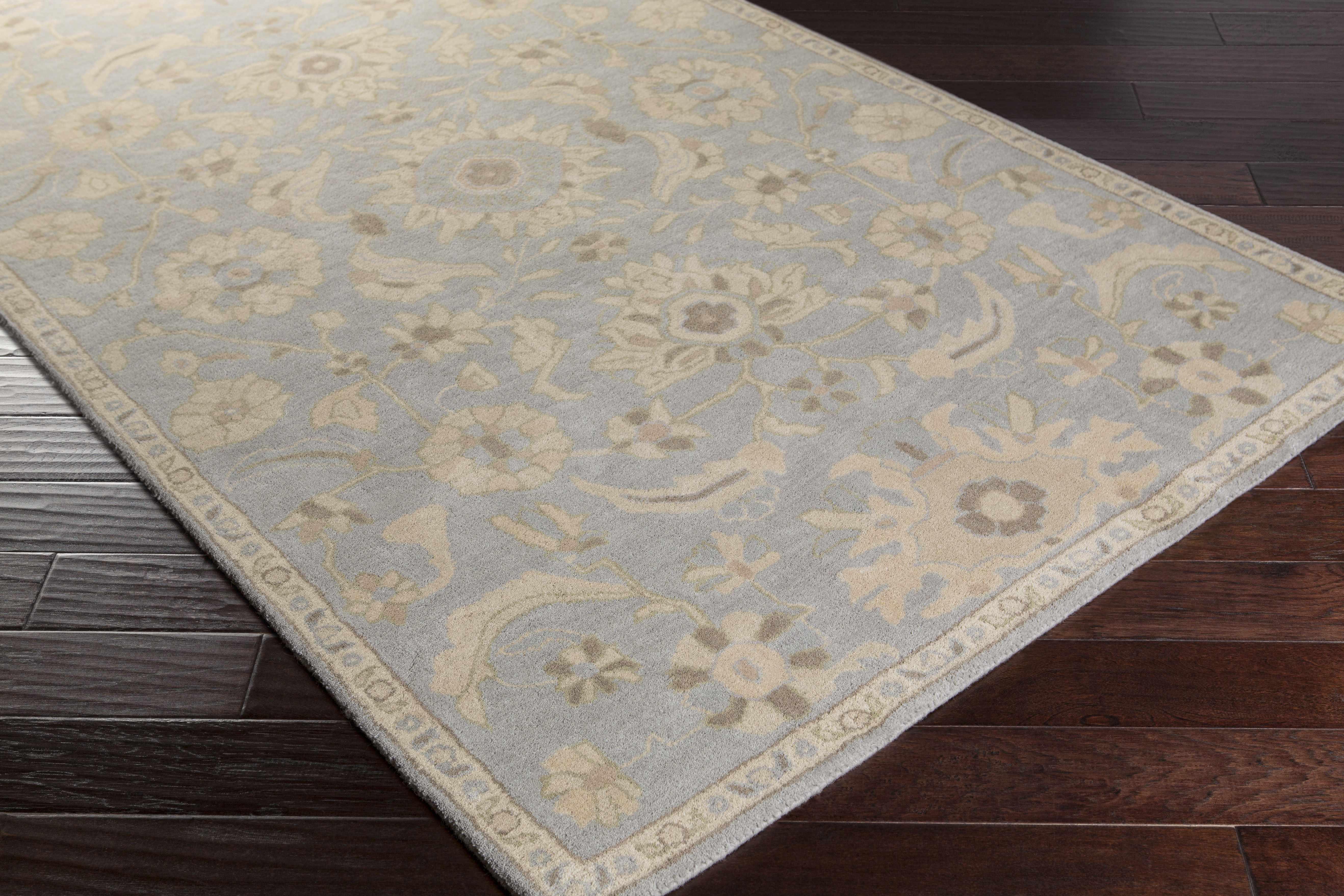 Copen Beige Floral Wool Rug - PRHOMZ