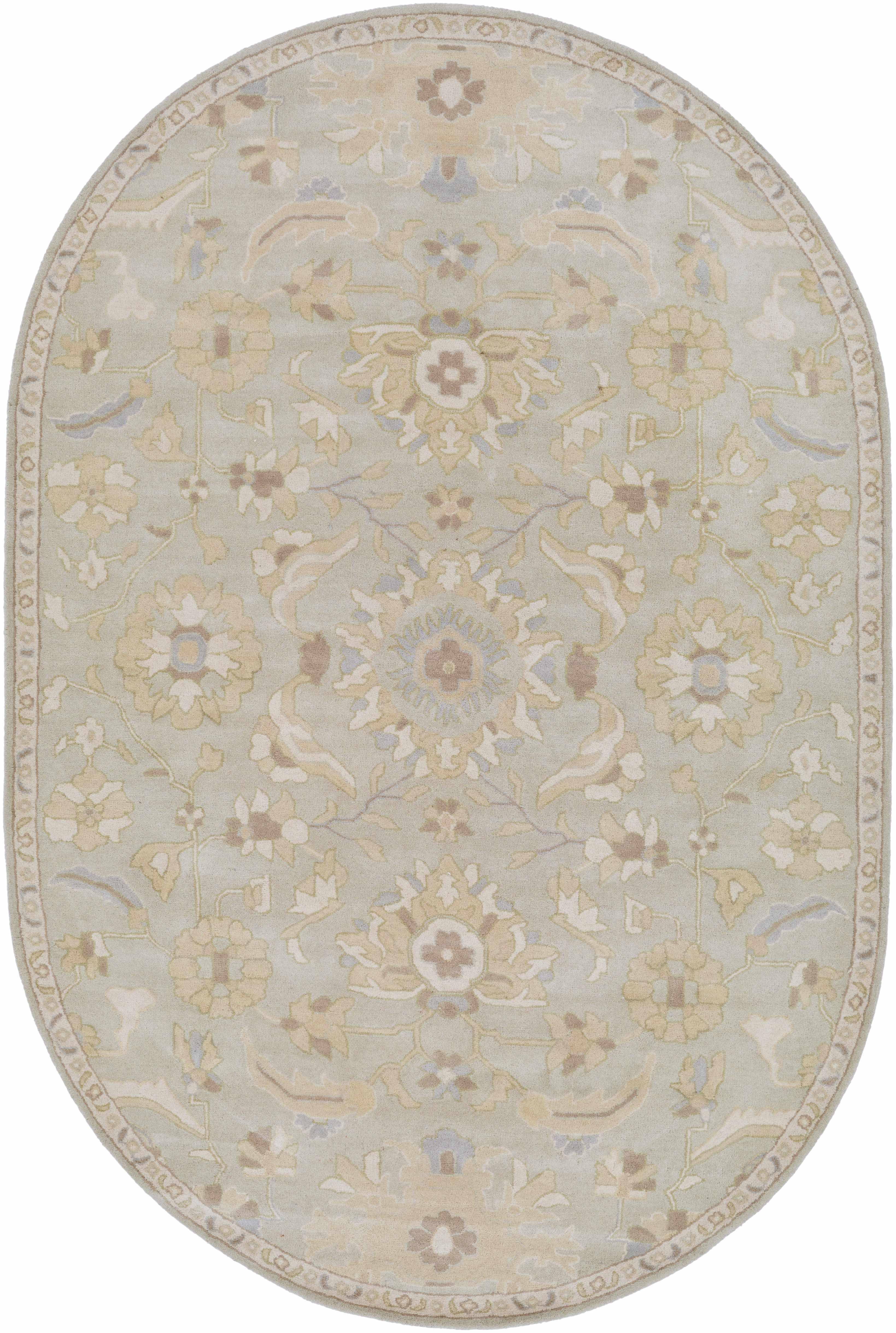 Copen Beige Floral Wool Rug - PRHOMZ