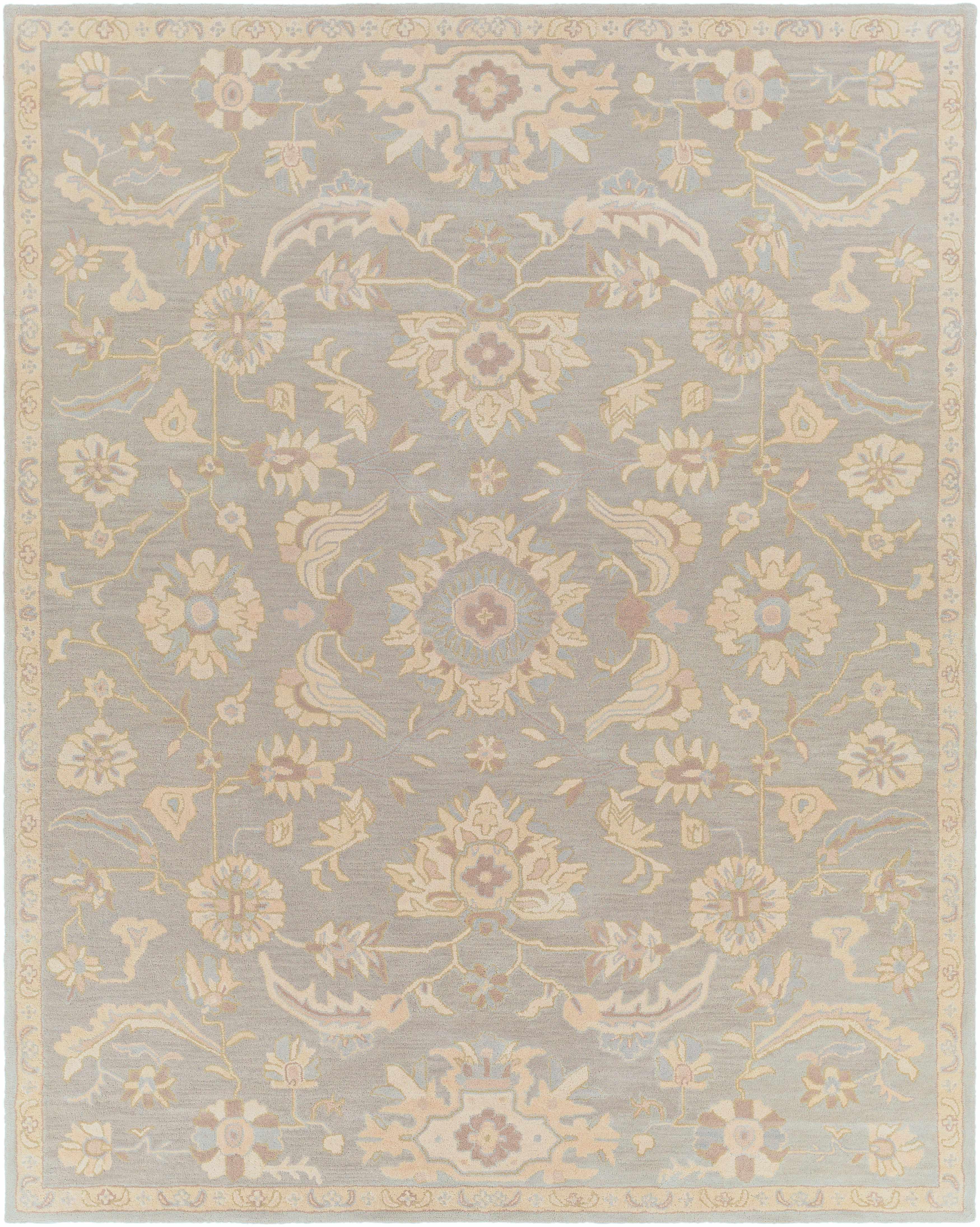 Copen Beige Floral Wool Rug - PRHOMZ