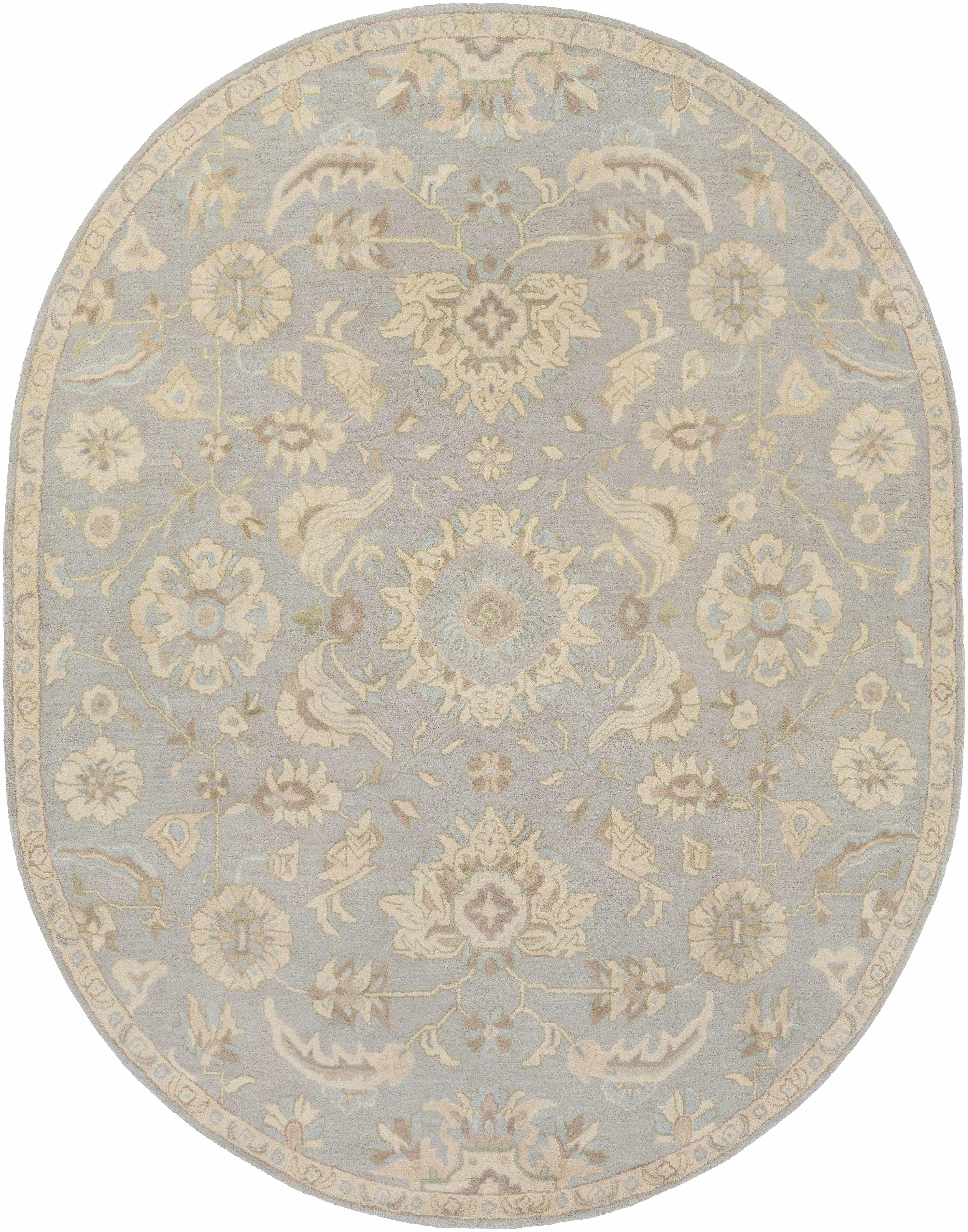 Copen Beige Floral Wool Rug - PRHOMZ