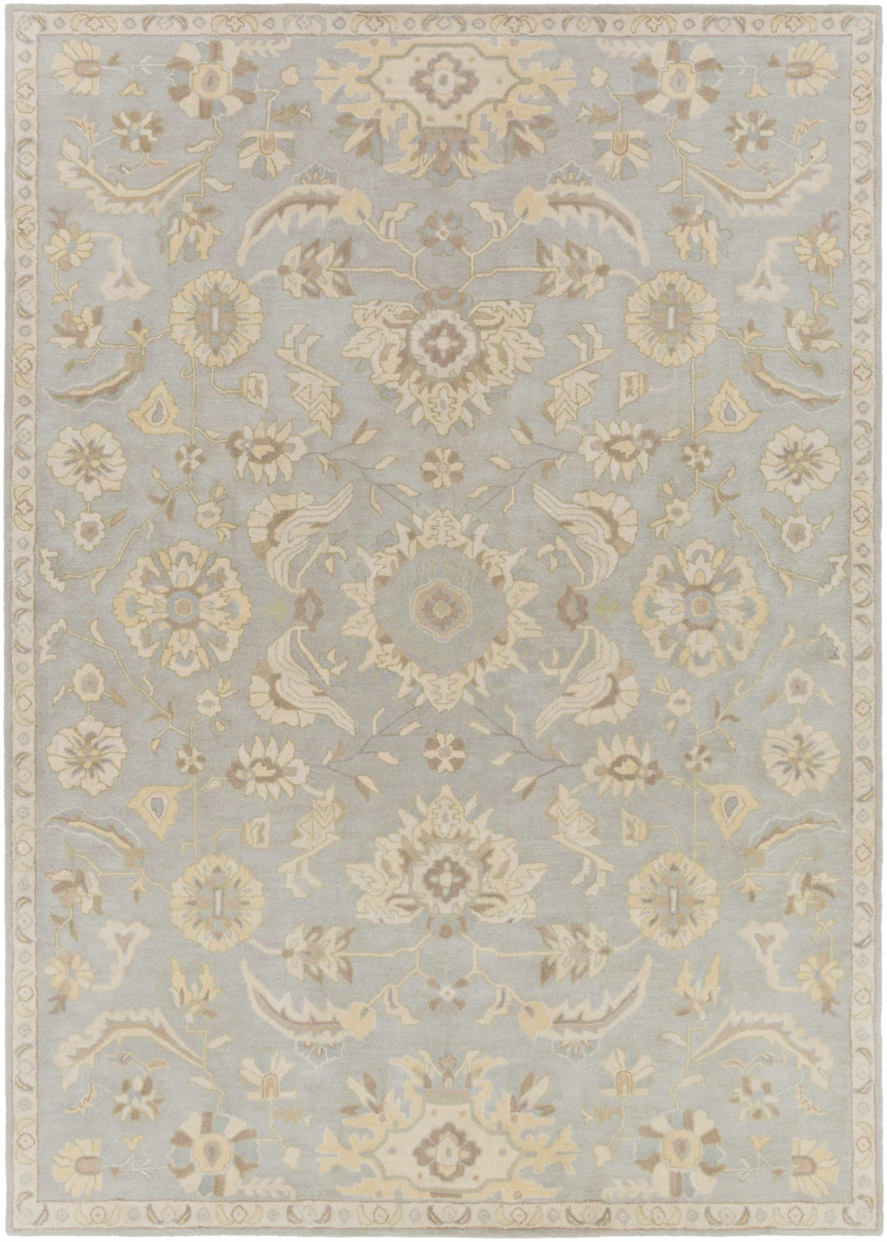 Copen Beige Floral Wool Rug - PRHOMZ