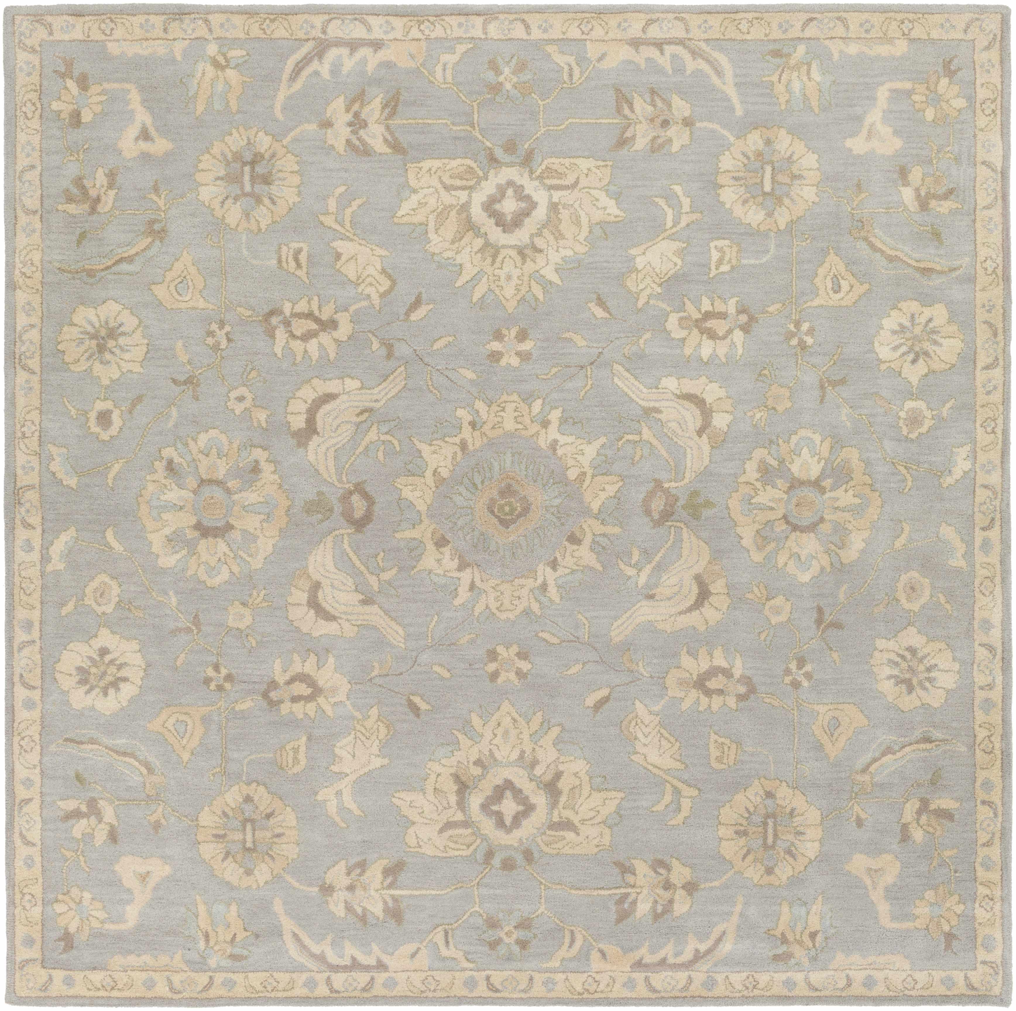 Copen Beige Floral Wool Rug - PRHOMZ