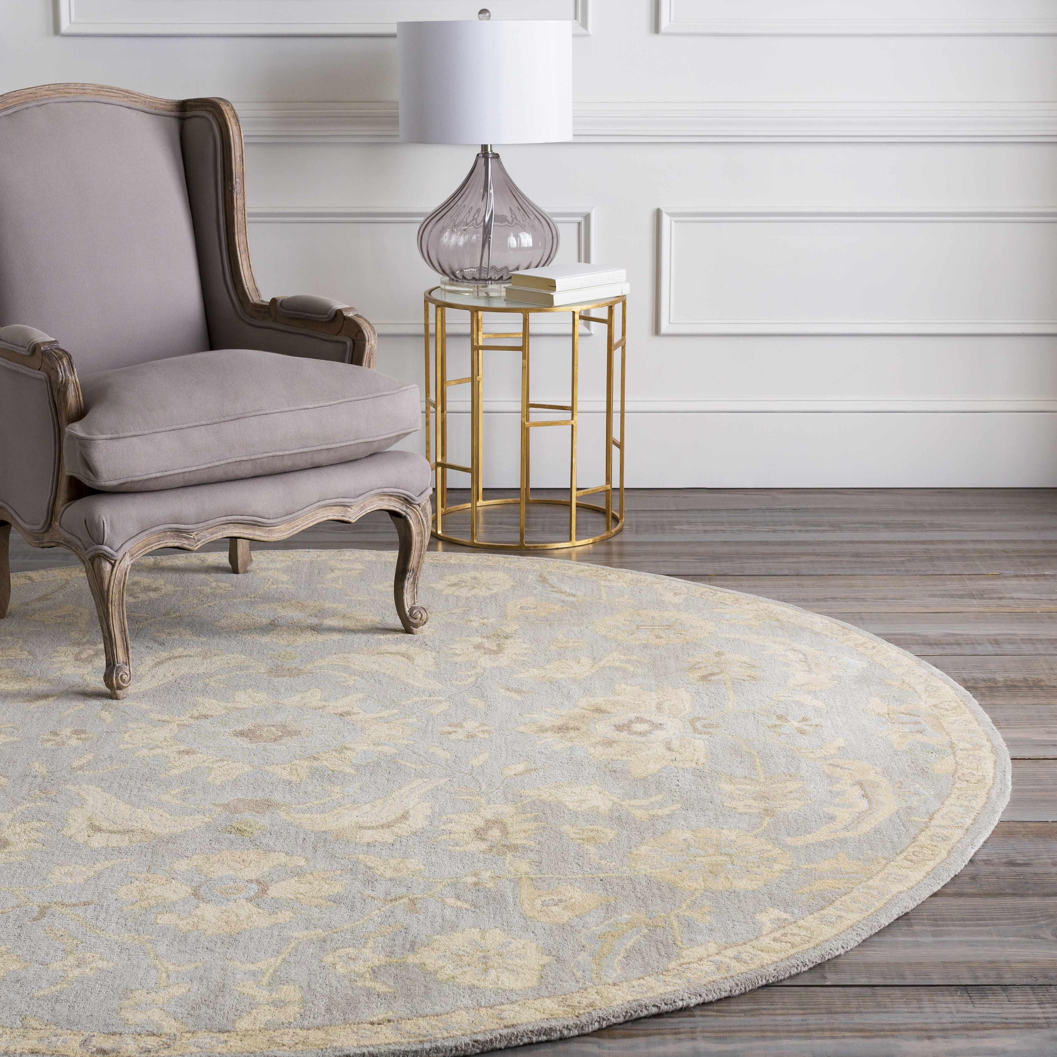 Copen Beige Floral Wool Rug - PRHOMZ
