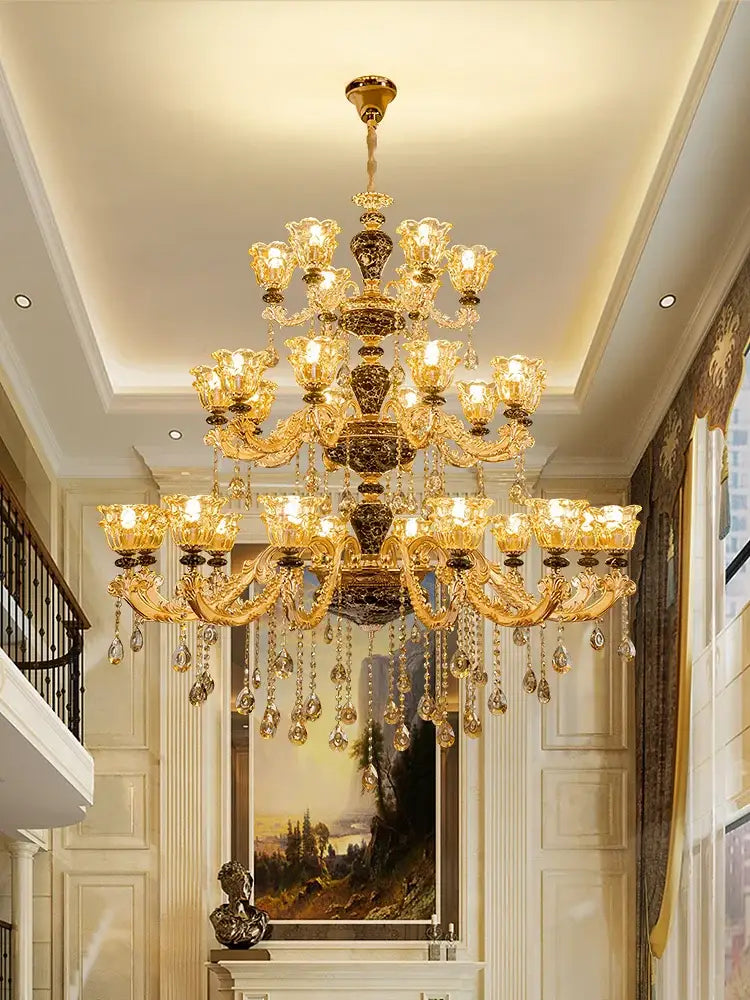 Crystal Gold Chandelier | Living Room & Lounge Lighting