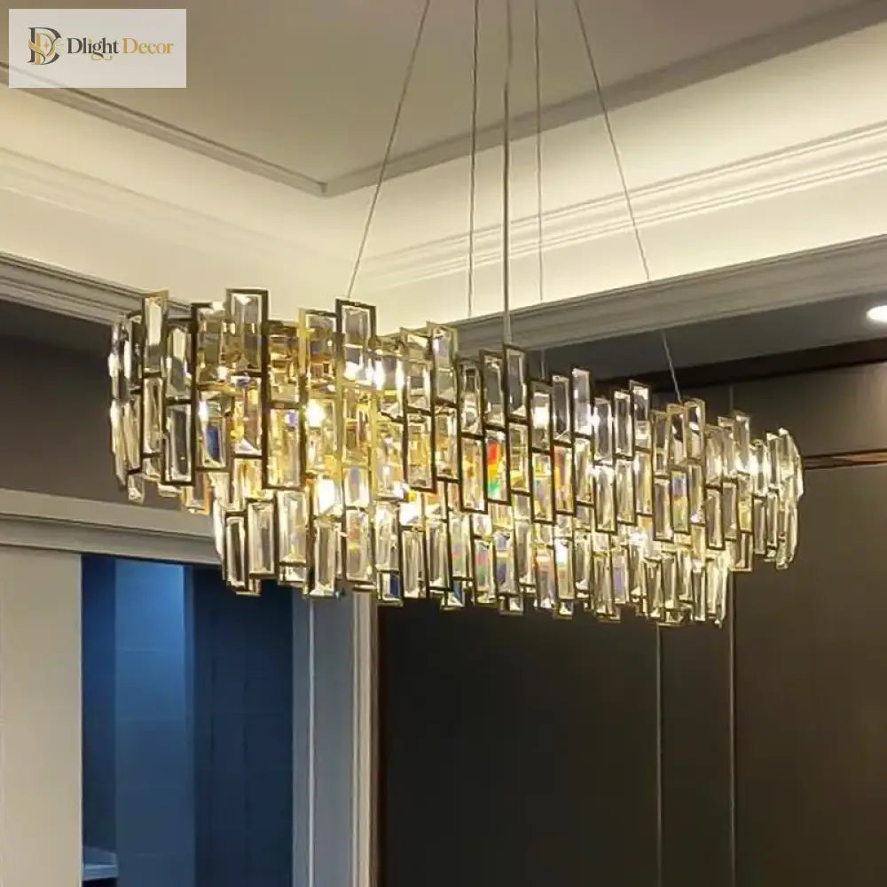 Crystal Gold Round Chandelier | Dining Room Lighting