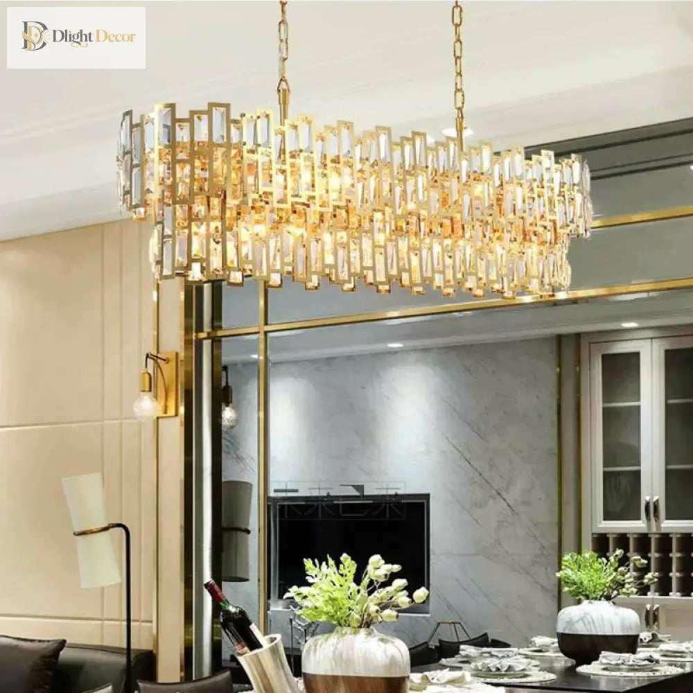Crystal Gold Round Chandelier | Dining Room Lighting
