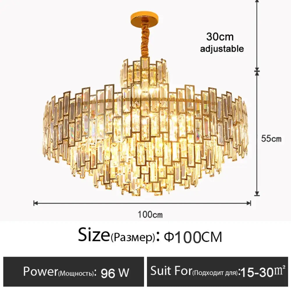 Crystal Gold Round Chandelier | Dining Room Lighting