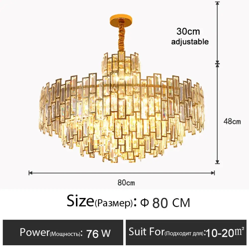 Crystal Gold Round Chandelier | Dining Room Lighting