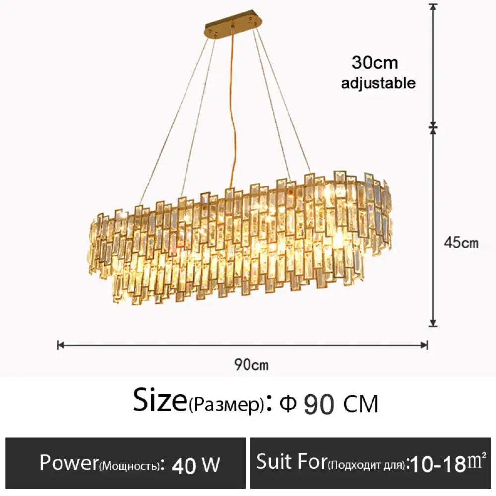 Crystal Gold Round Chandelier | Dining Room Lighting