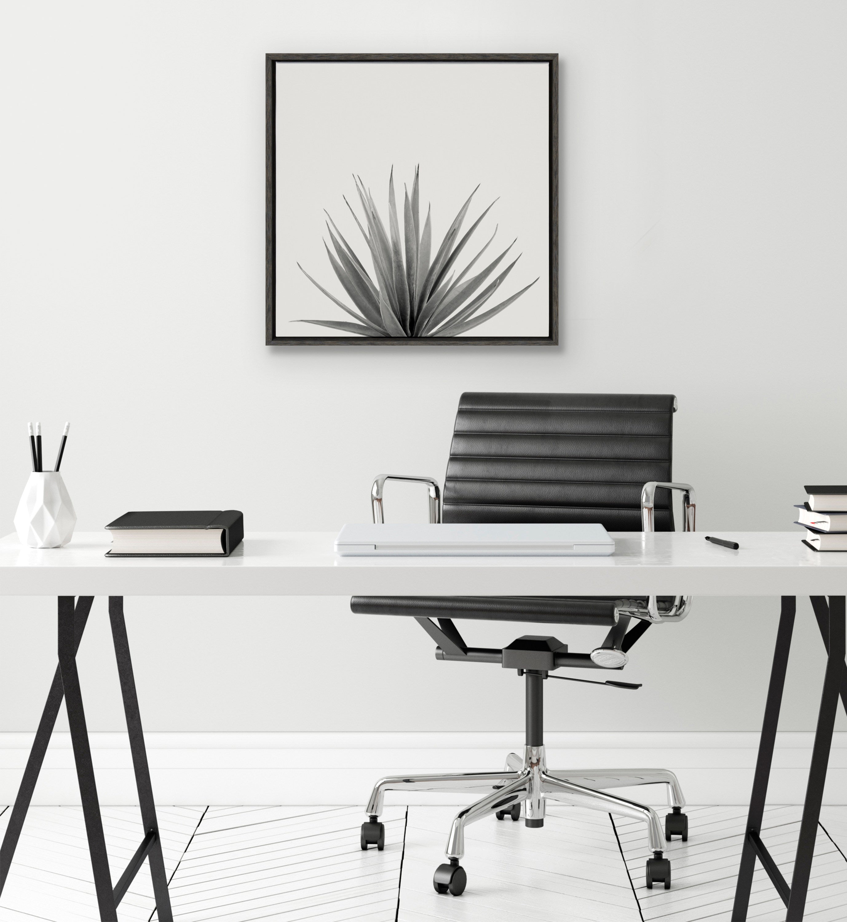 Sylvie Haze Agave Succulent Framed Canvas by The Creative Bunch Studio