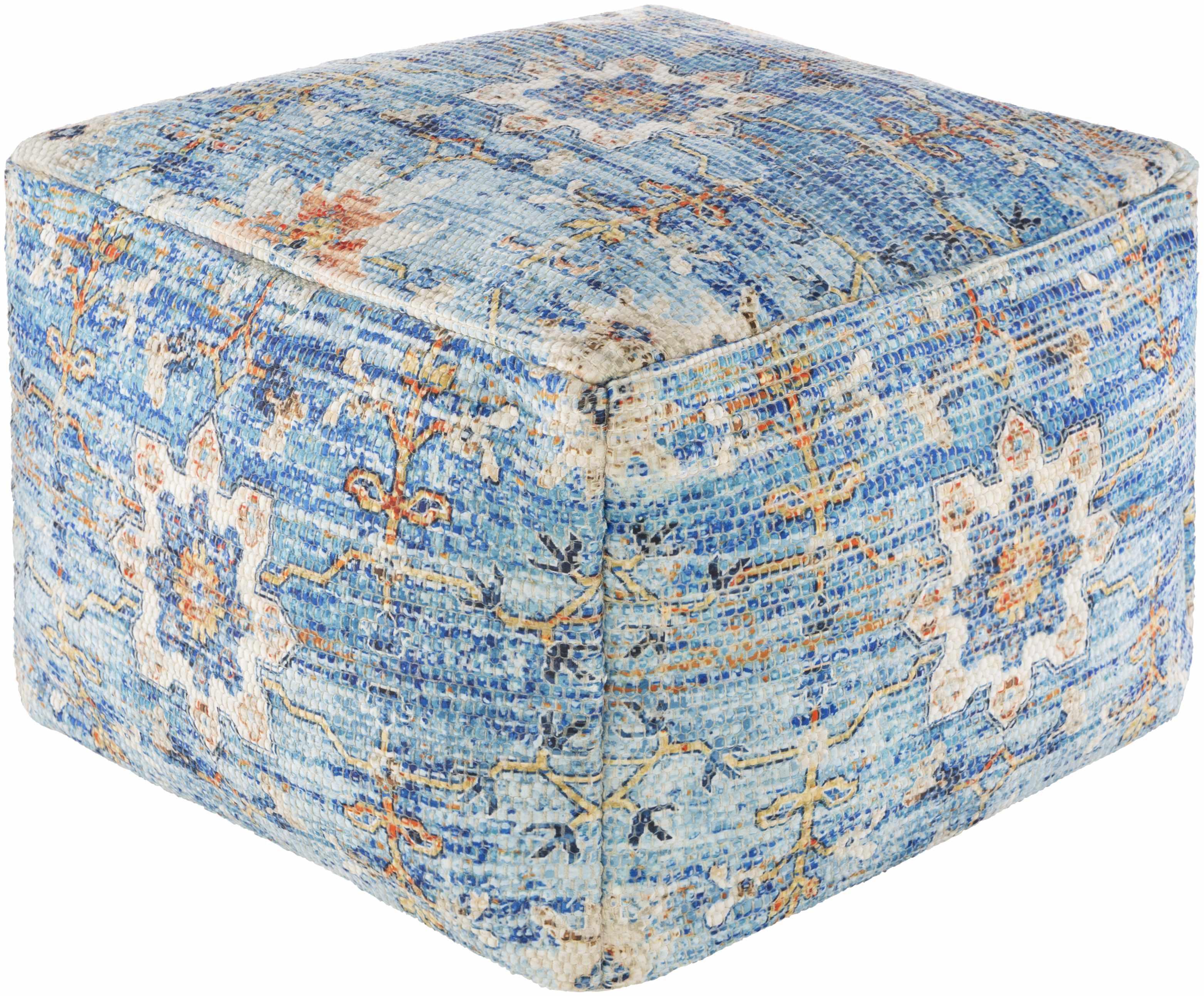 Cuddington Sky Blue Woven Pouf - PRHOMZ