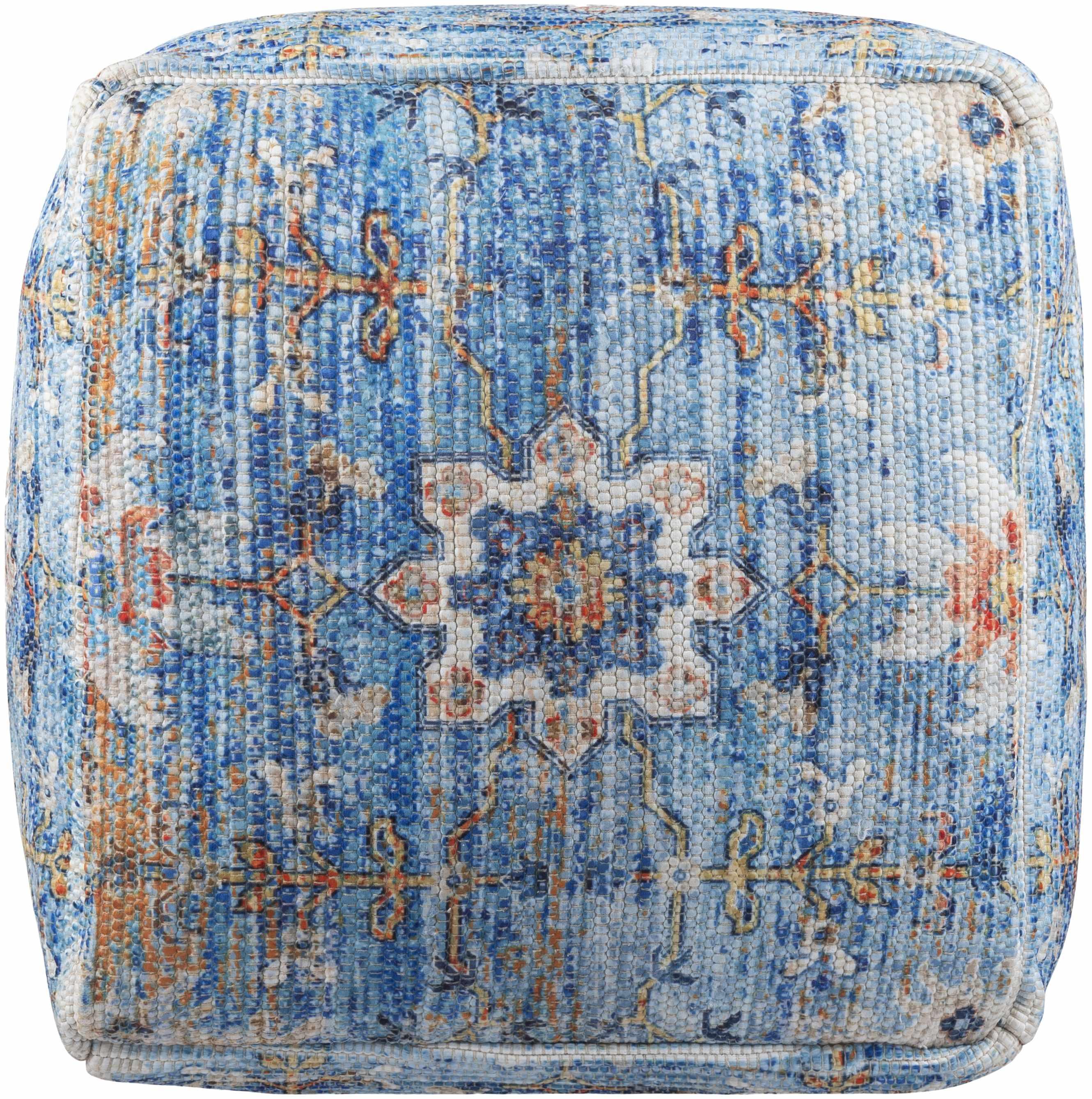 Cuddington Sky Blue Woven Pouf - PRHOMZ