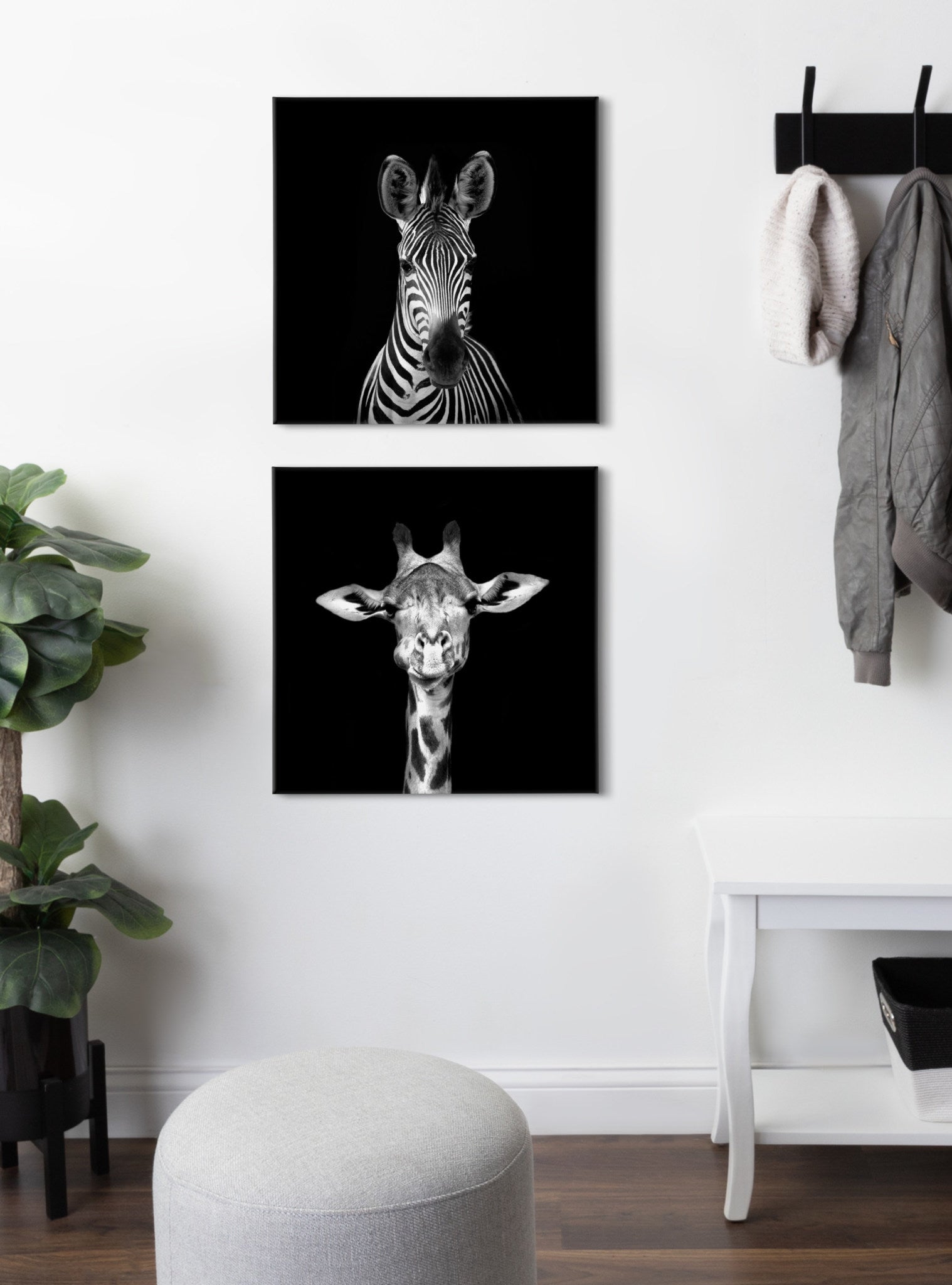 Minimalist Animal Portrait on Black Canvas by The Creative Bunch Studio