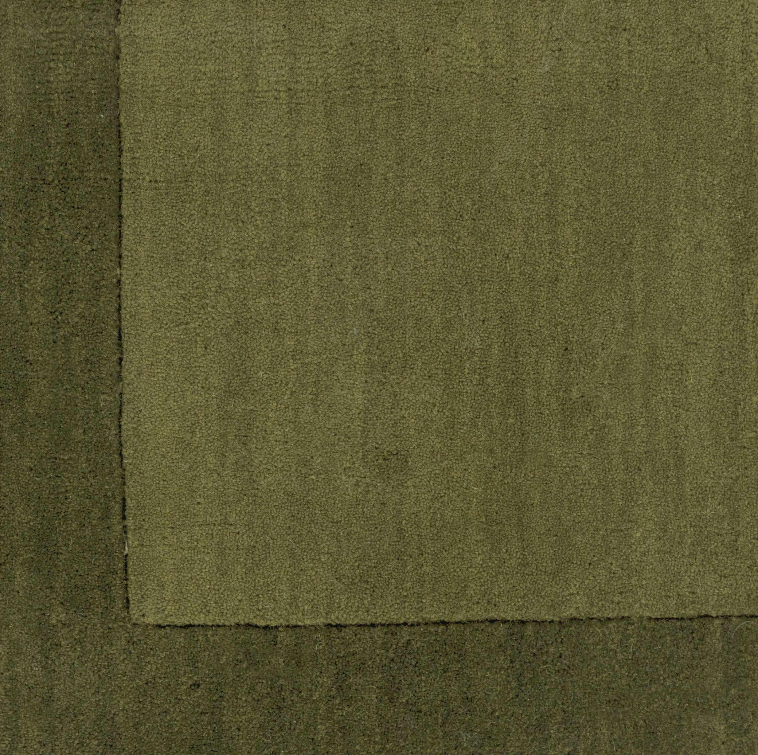 Bordered Solid Olive Green Wool Rug - PRHOMZ
