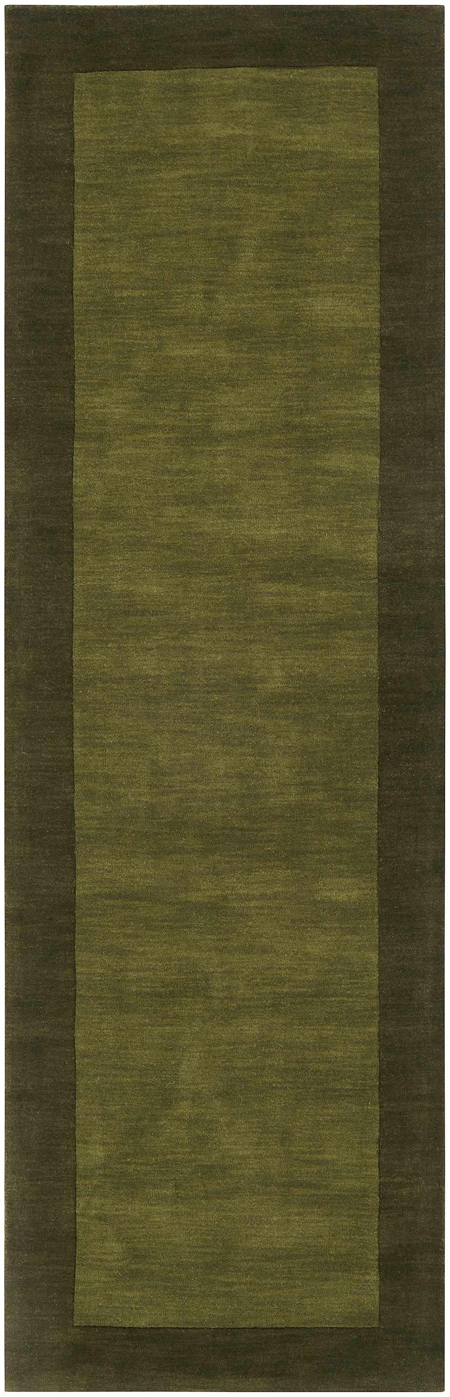 Bordered Solid Olive Green Wool Rug - PRHOMZ