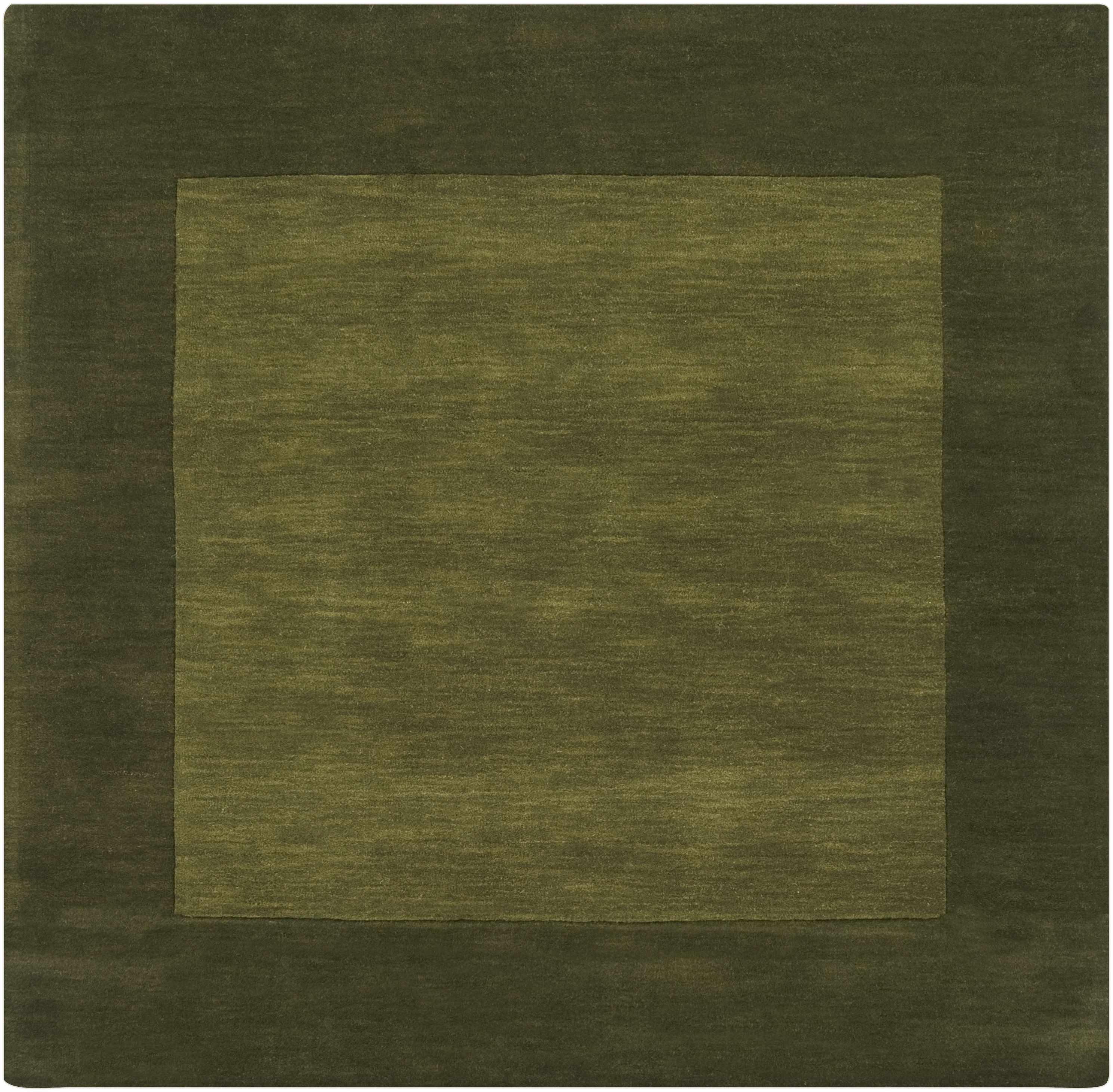 Bordered Solid Olive Green Wool Rug - PRHOMZ