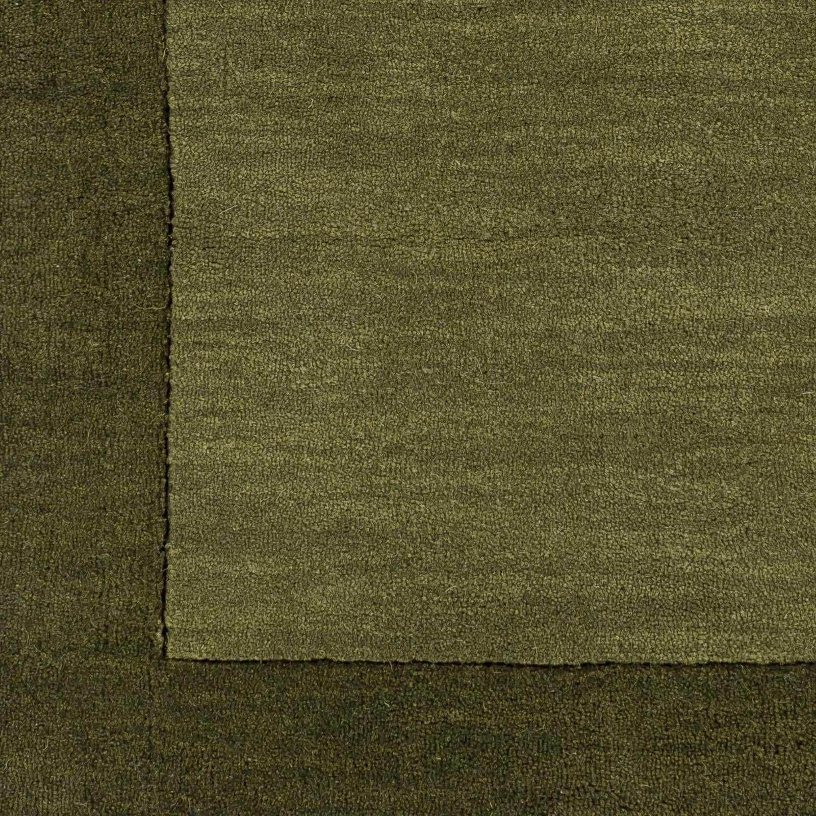 Bordered Solid Olive Green Wool Rug - PRHOMZ