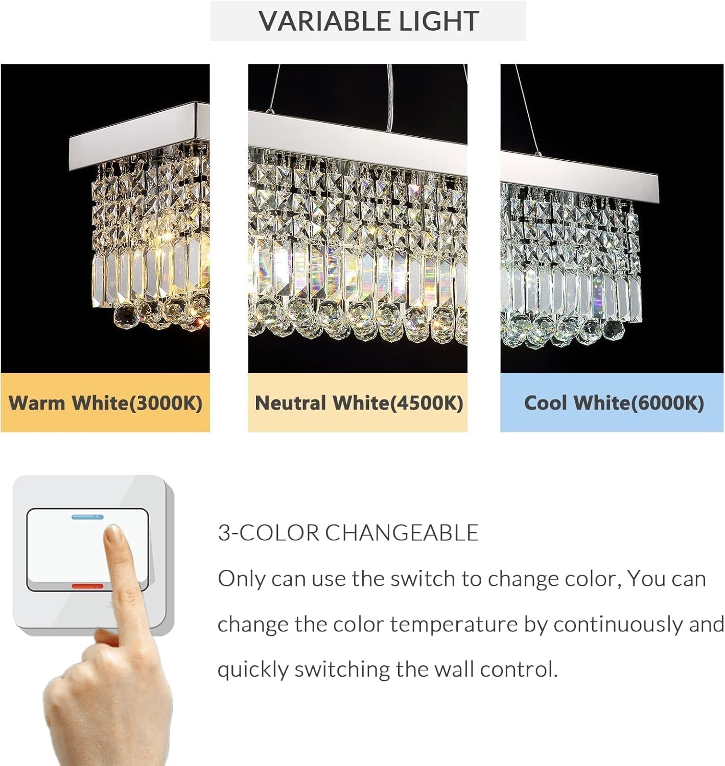 Rectangular Crystal Chandelier Thirty One Point Five Inch Dining Room-3