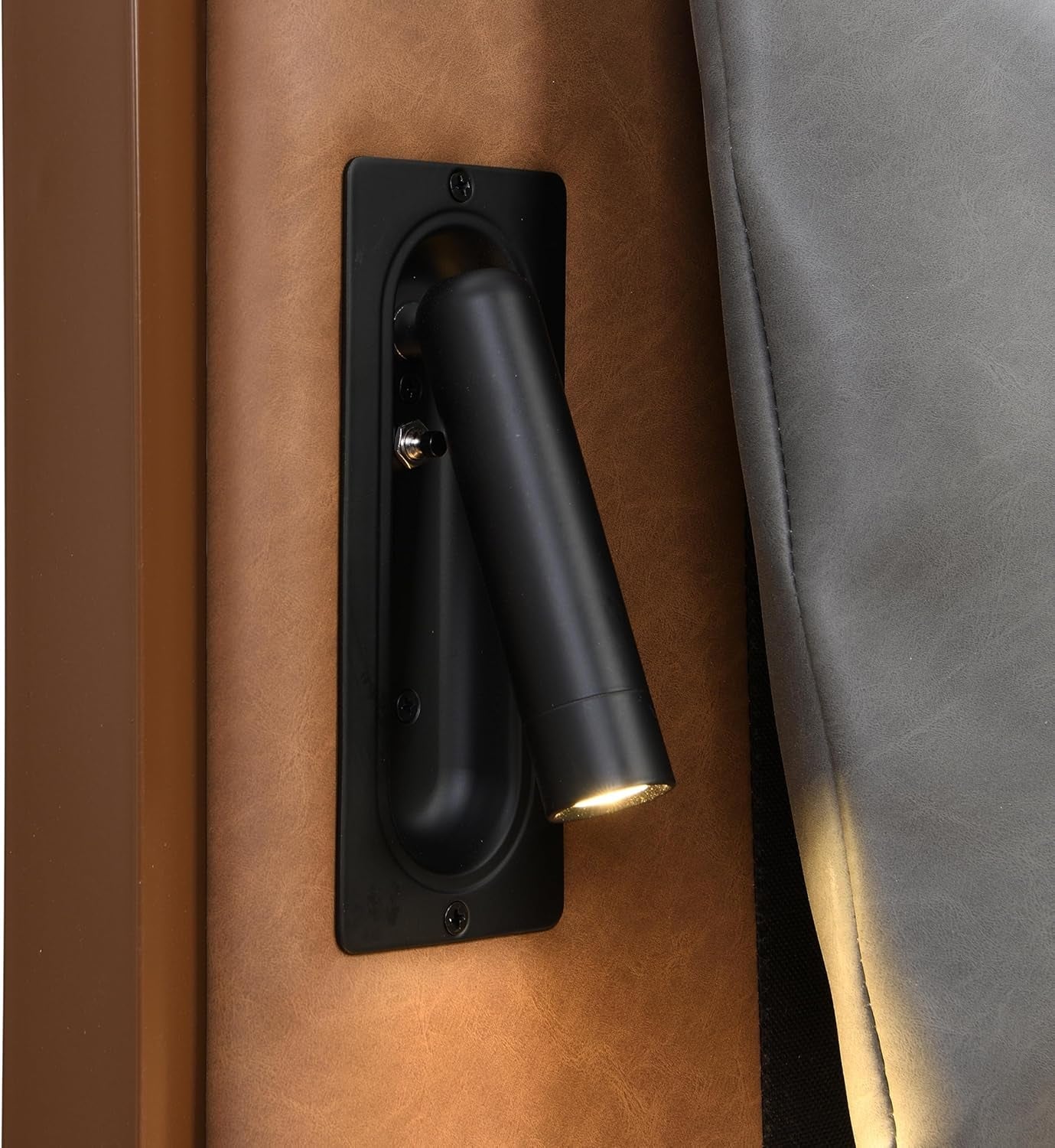 Brown Upholstered Bed Frame With Integrated Night Lights