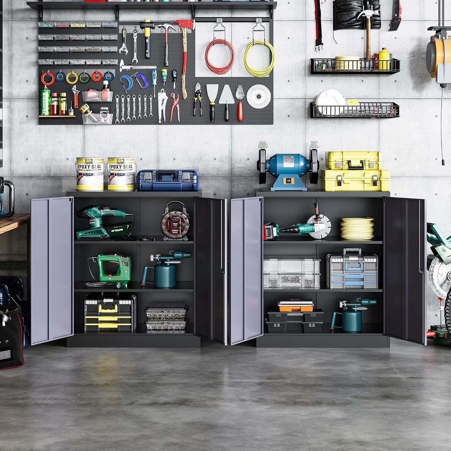 Lockable Metal Storage Cabinet With Adjustable Shelves