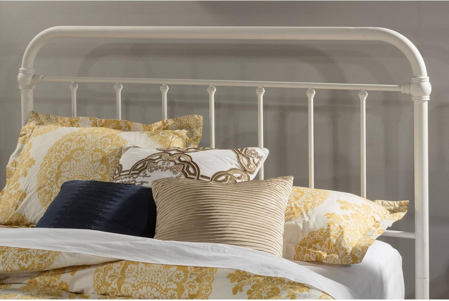 Elegant Soft White Metal Full Queen Headboard Design